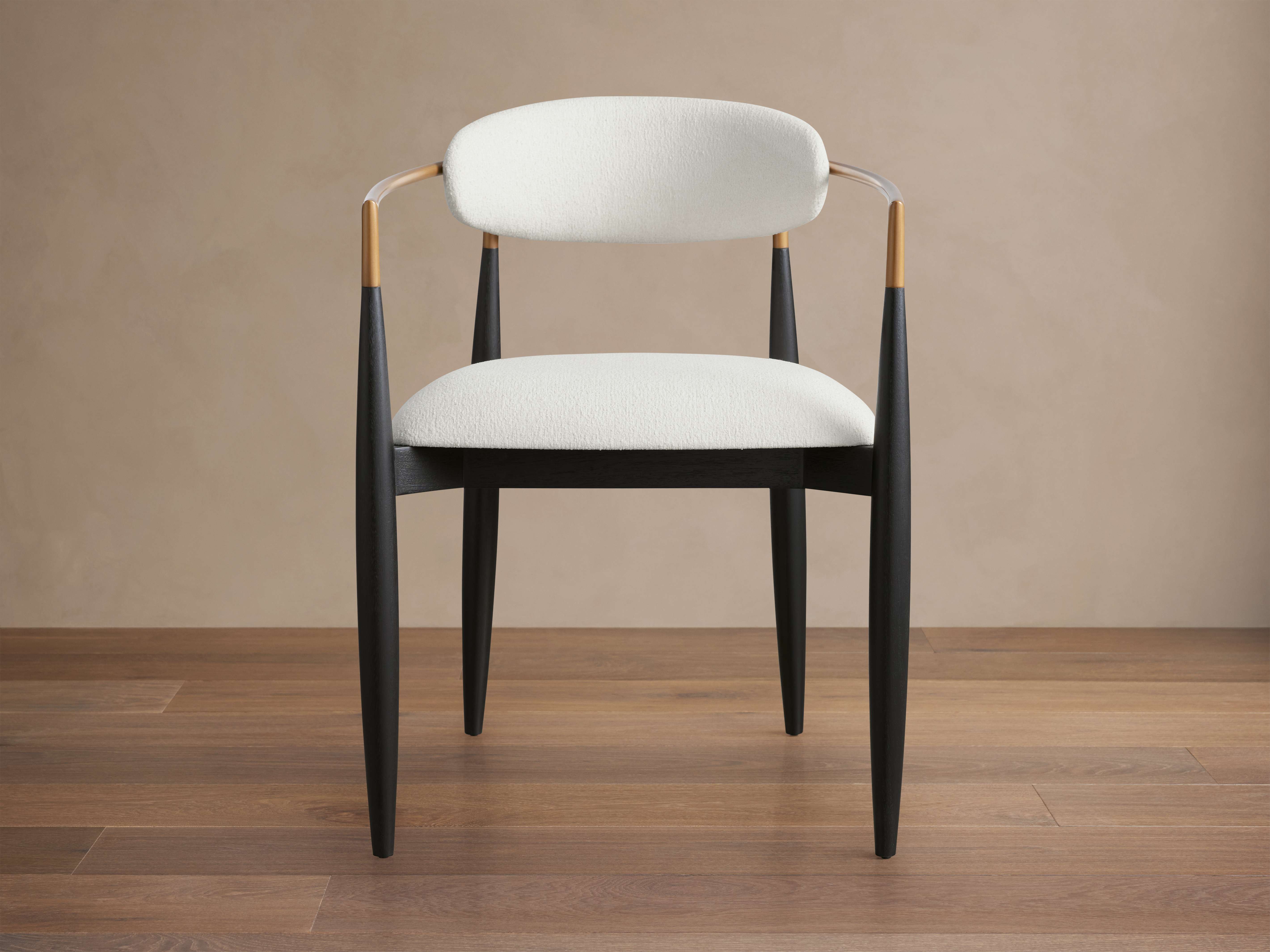 Jagger Dining Arm Chair in Black with Antique Brass