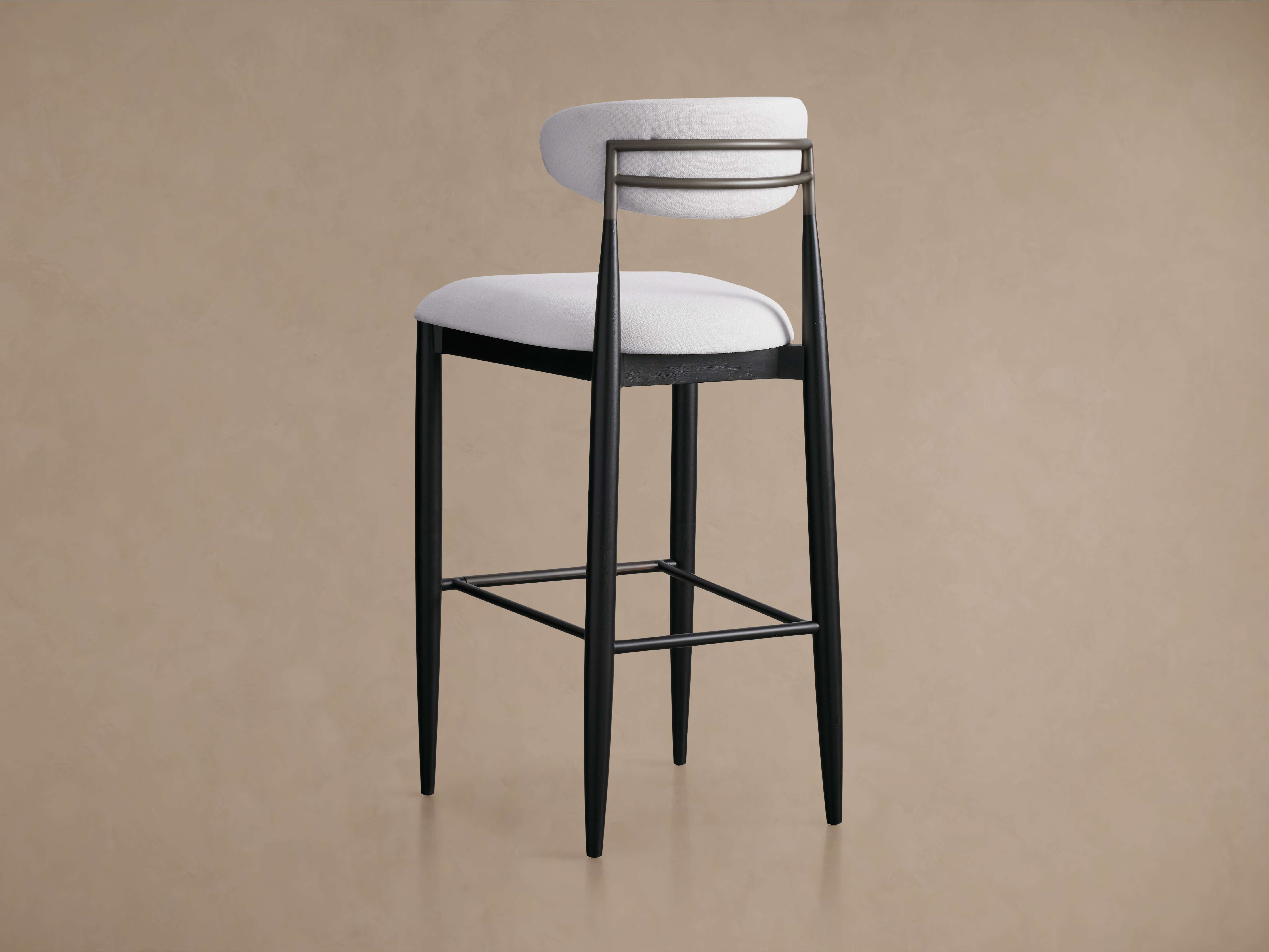 Jagger Armless Stool in Black with Antique Pewter