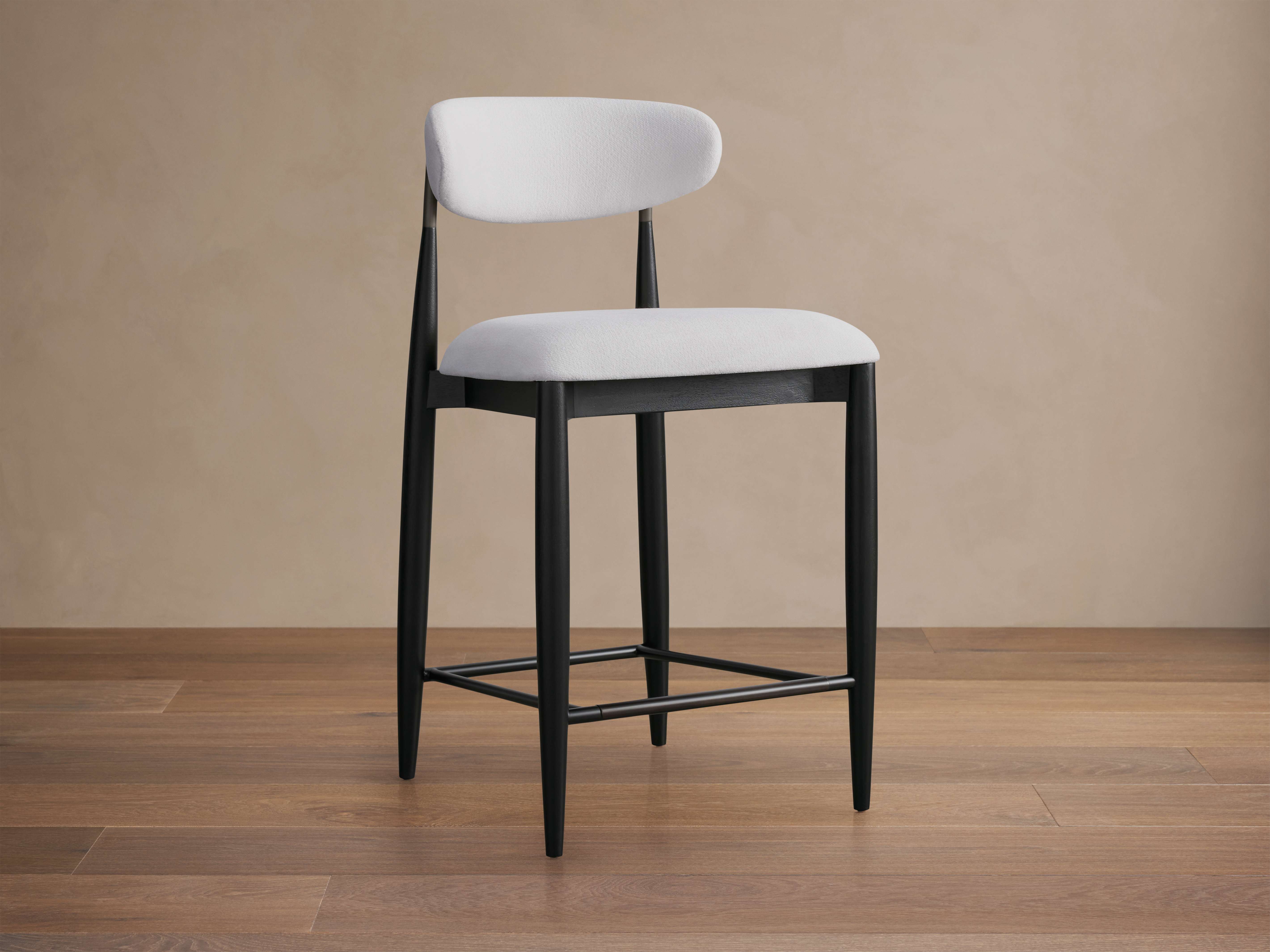 Jagger Armless Stool in Black with Antique Pewter