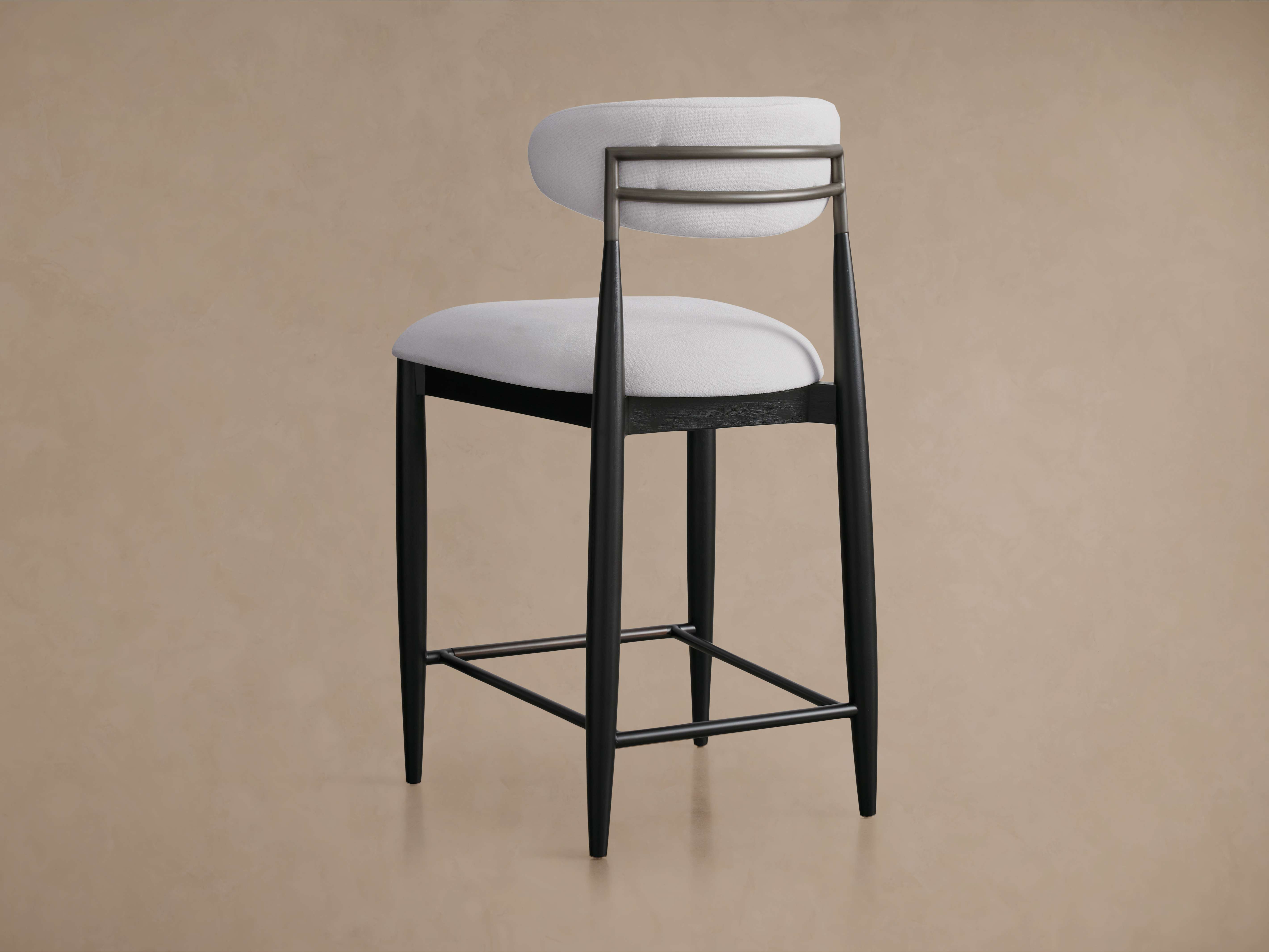Jagger Armless Stool in Black with Antique Pewter