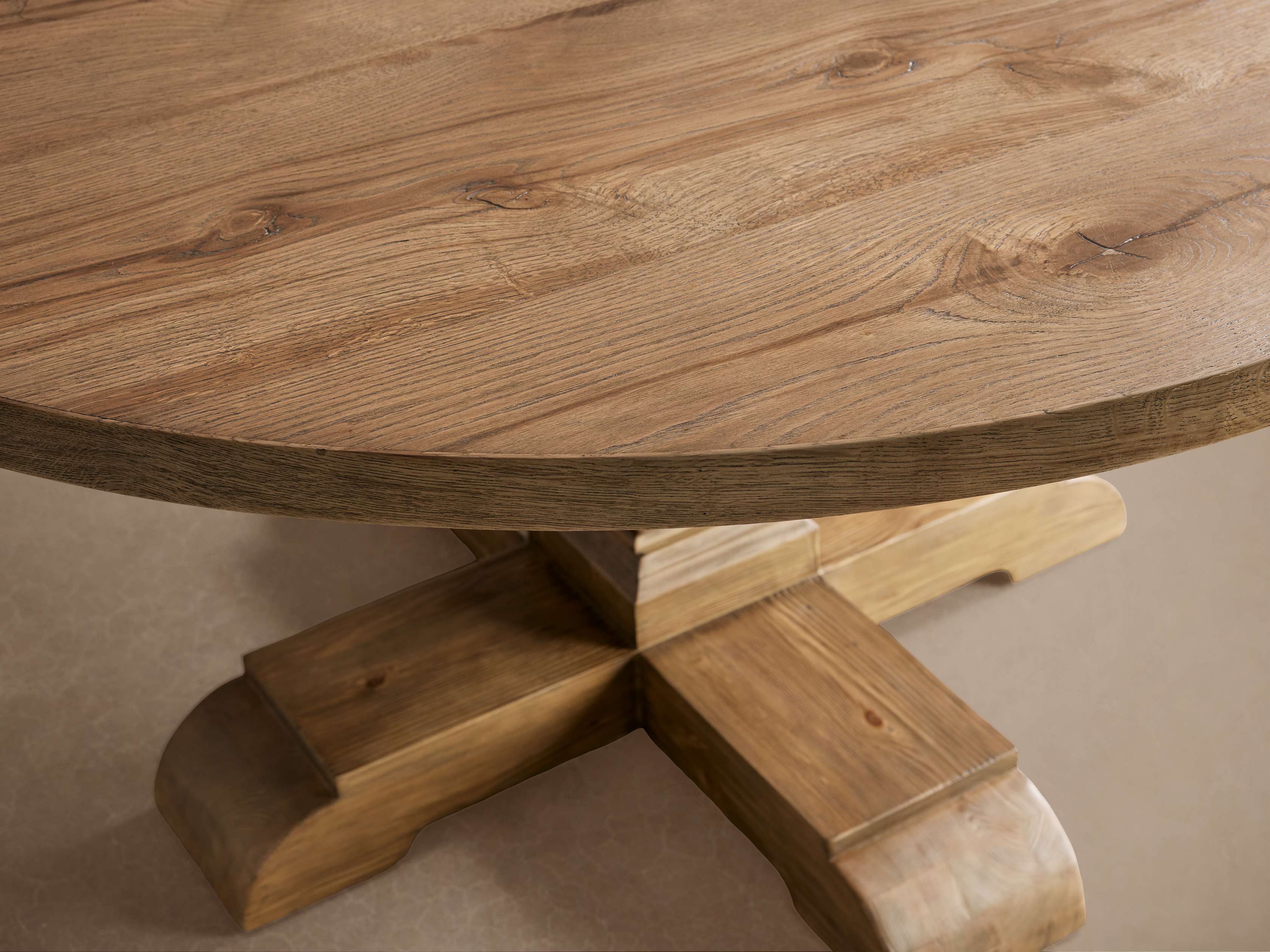 Kensington Round Reclaimed Dining Table - Thumbnail 2