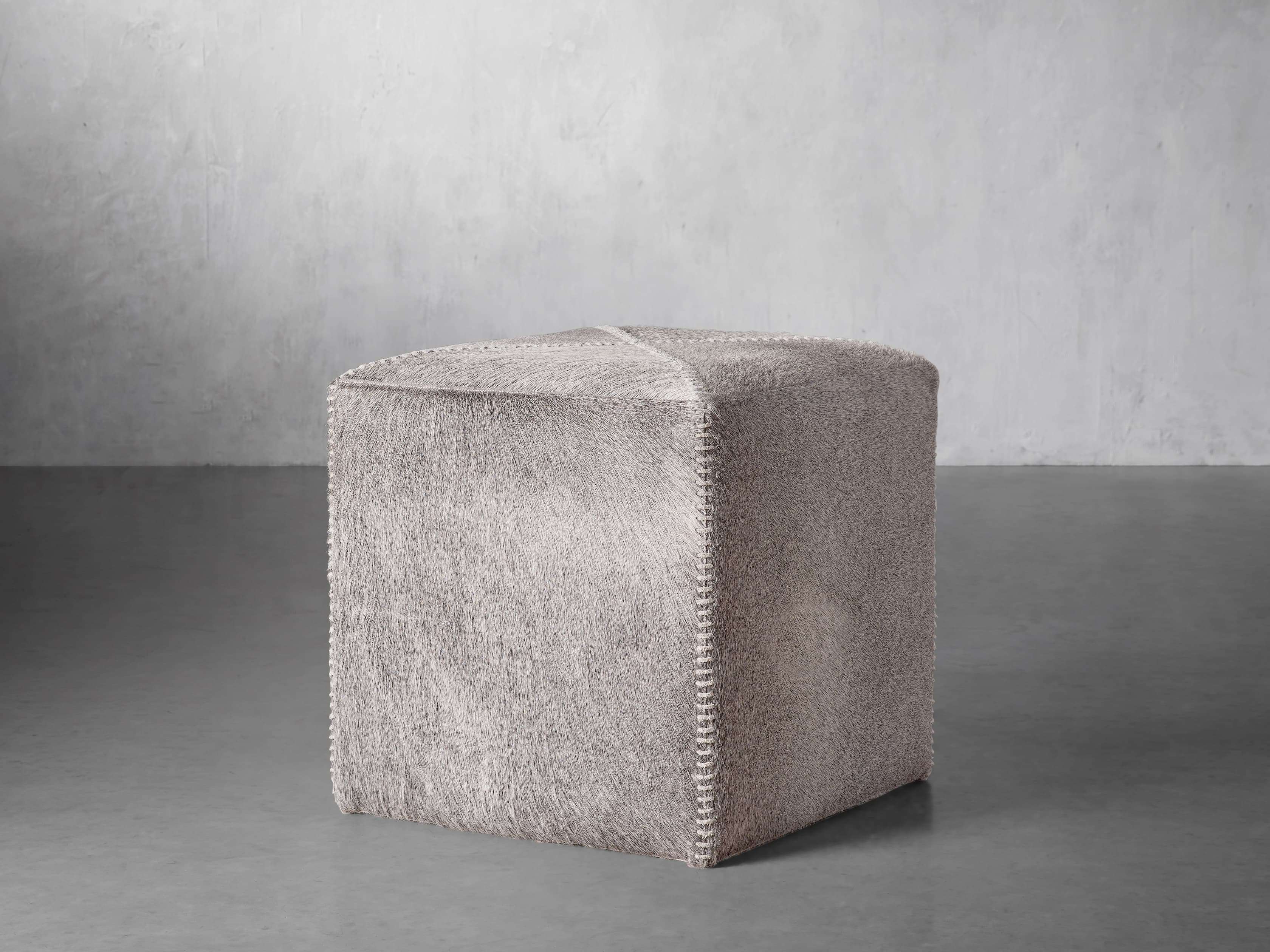 Hide Whipstitch Pouf - Thumbnail 2