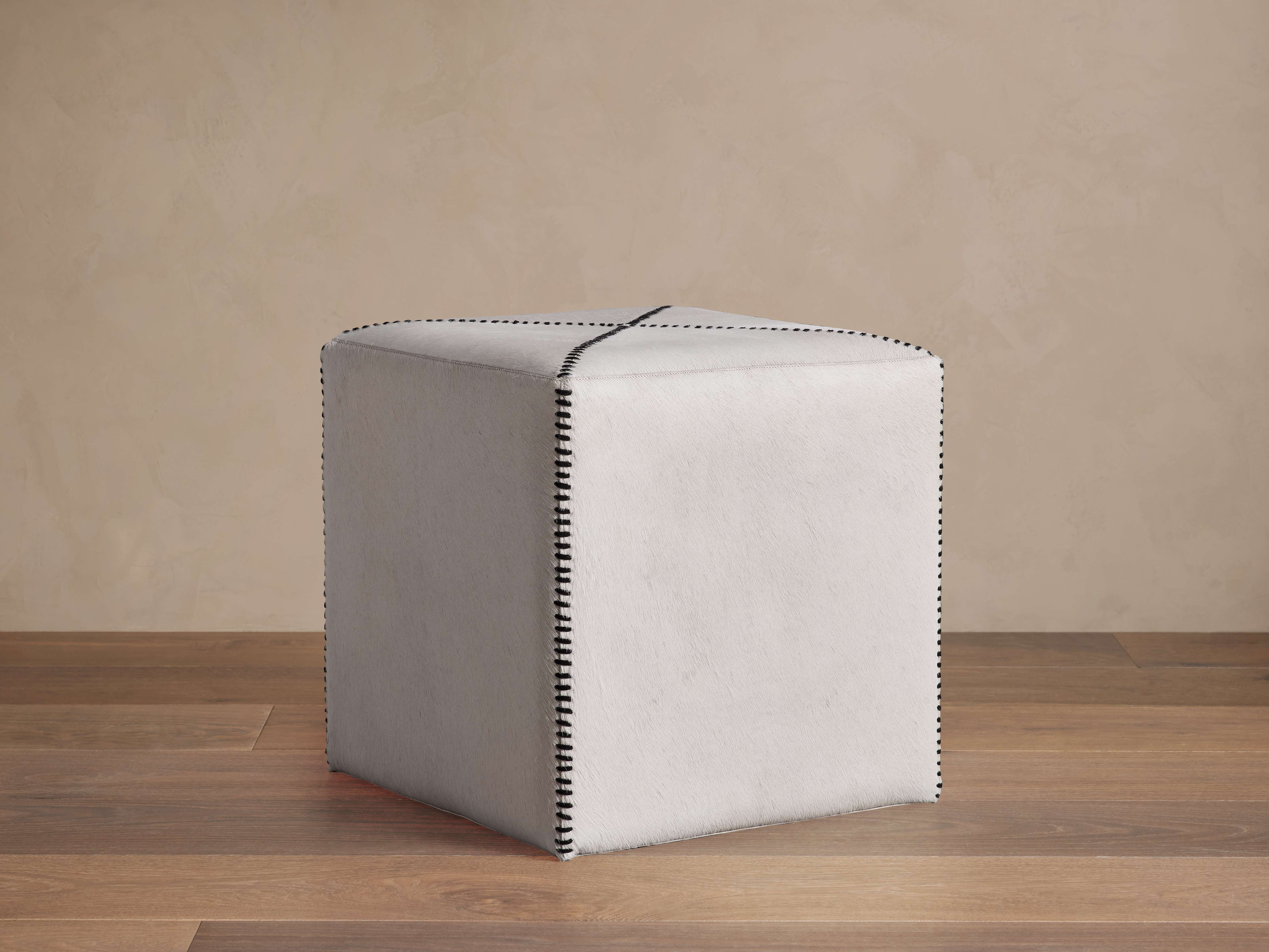 Hide Whipstitch Pouf