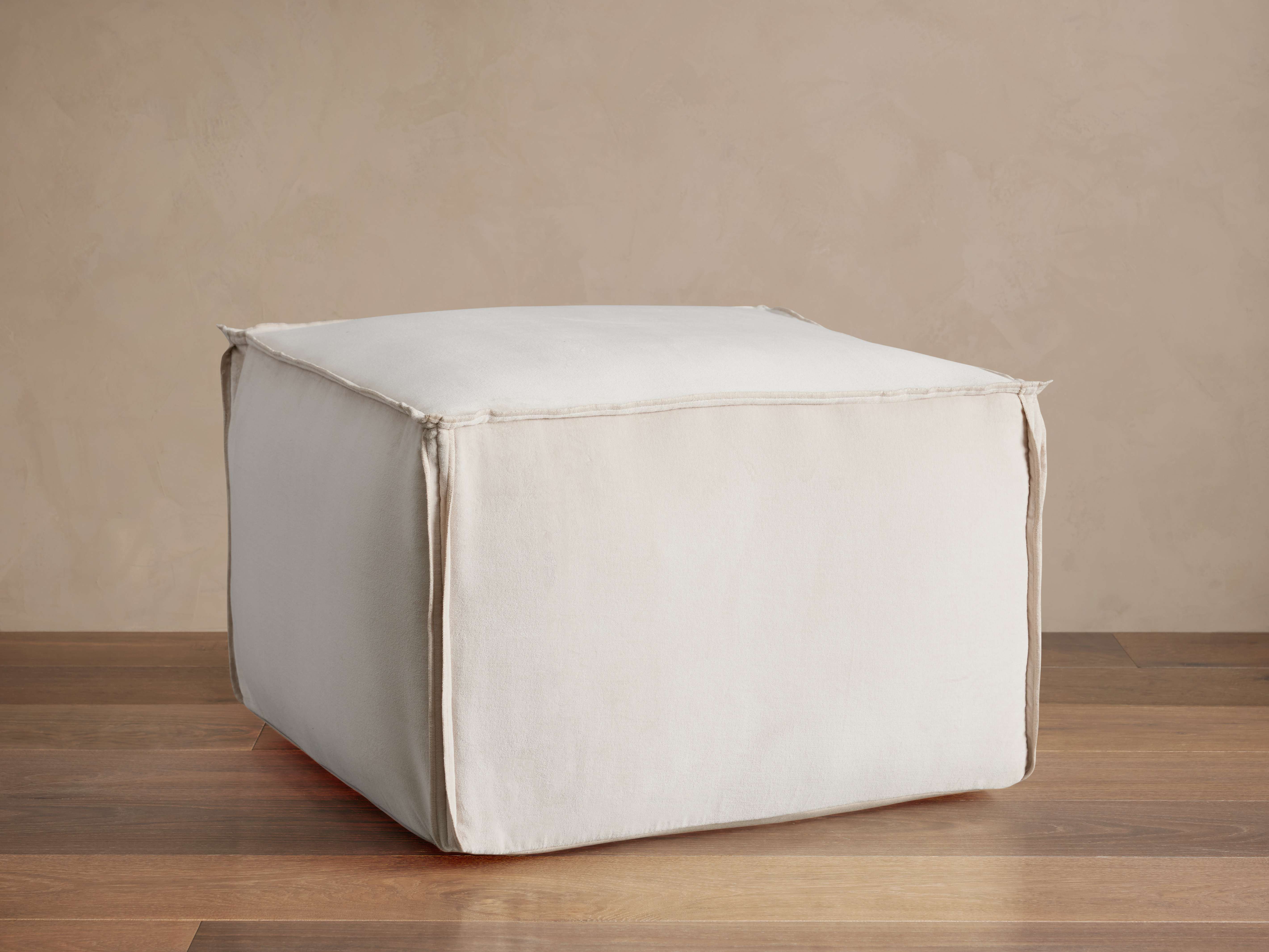 Washed Velvet Square Pouf - Thumbnail 2