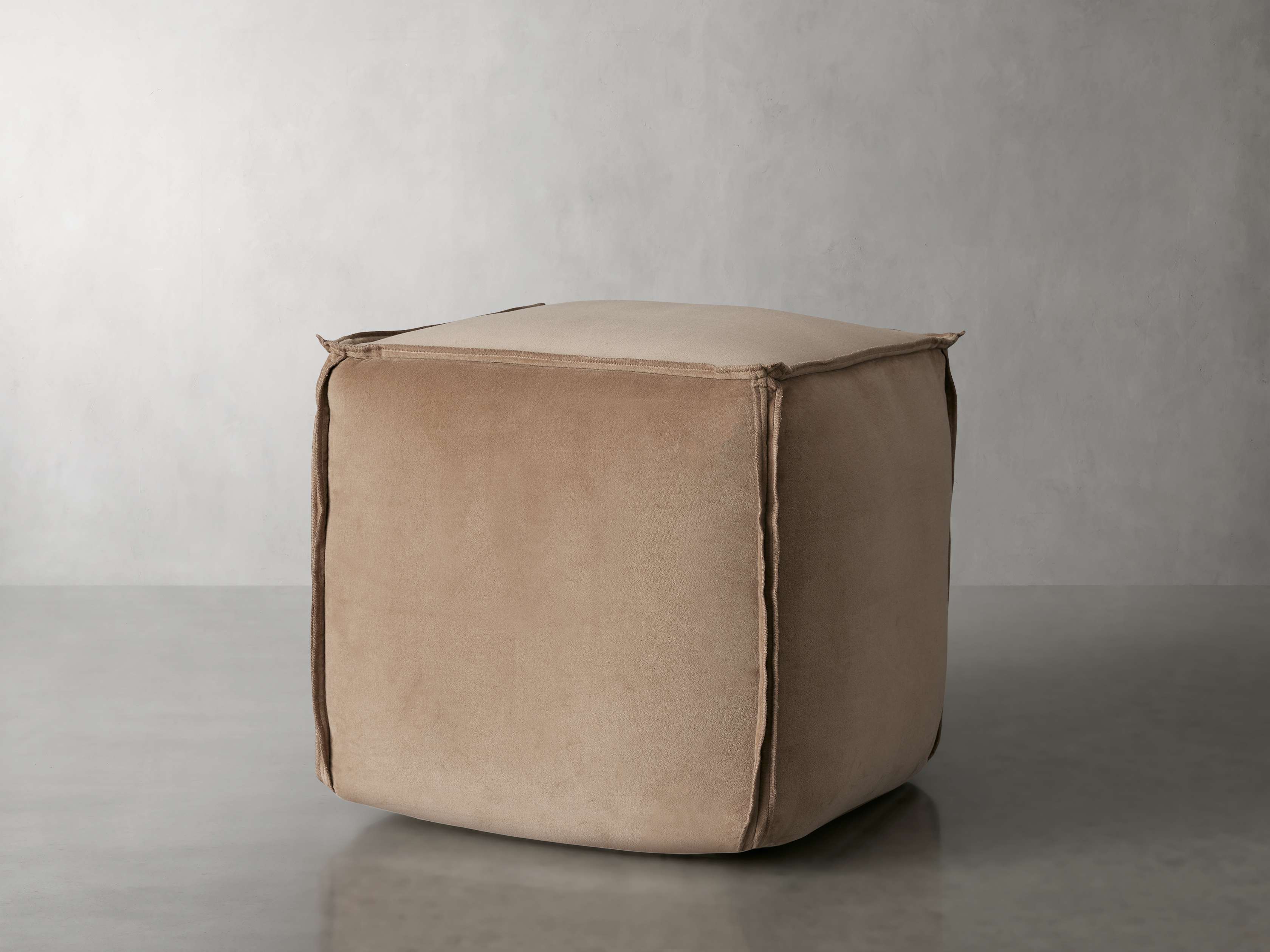 Washed Velvet Square Pouf