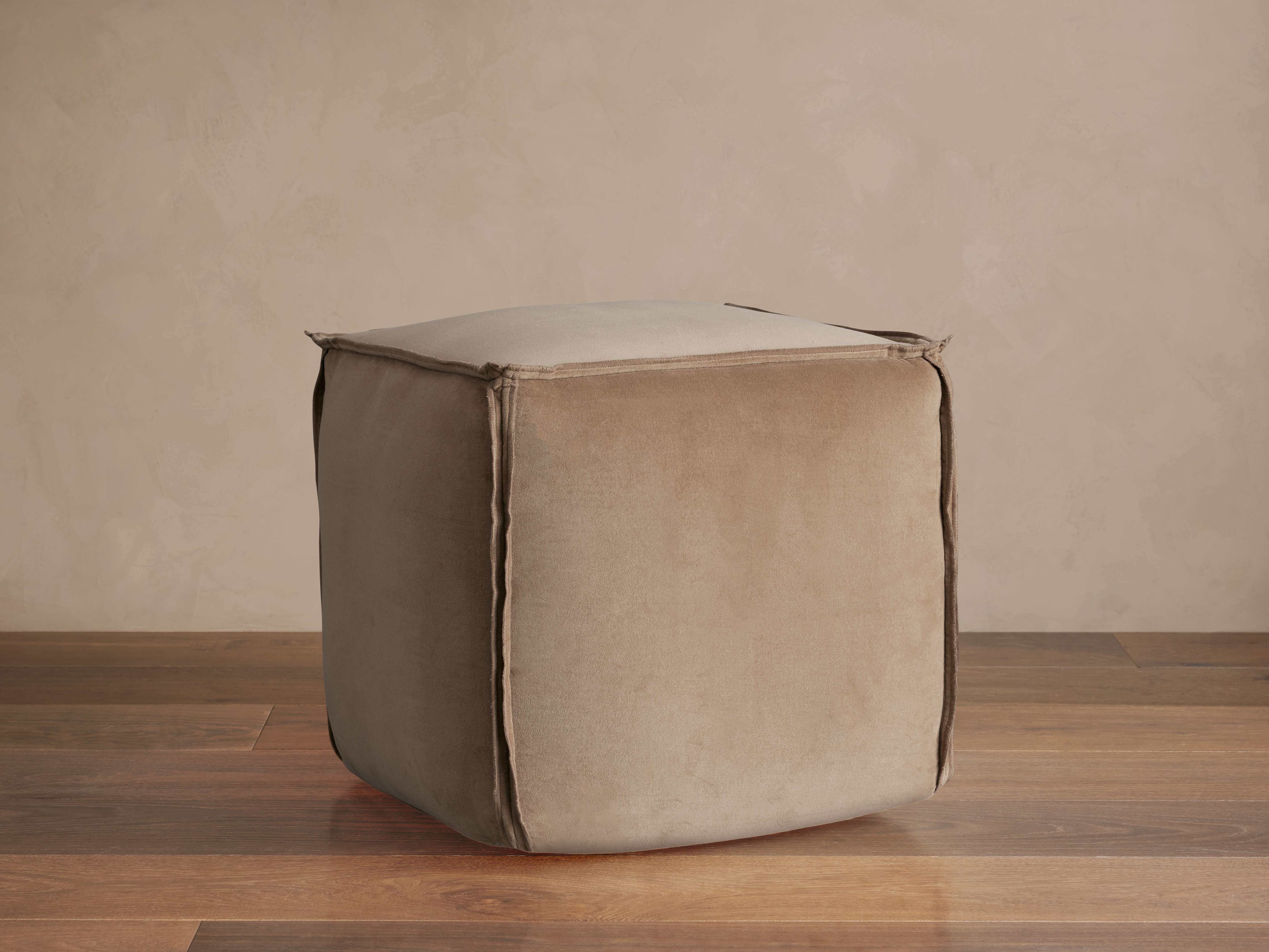 Washed Velvet Square Pouf