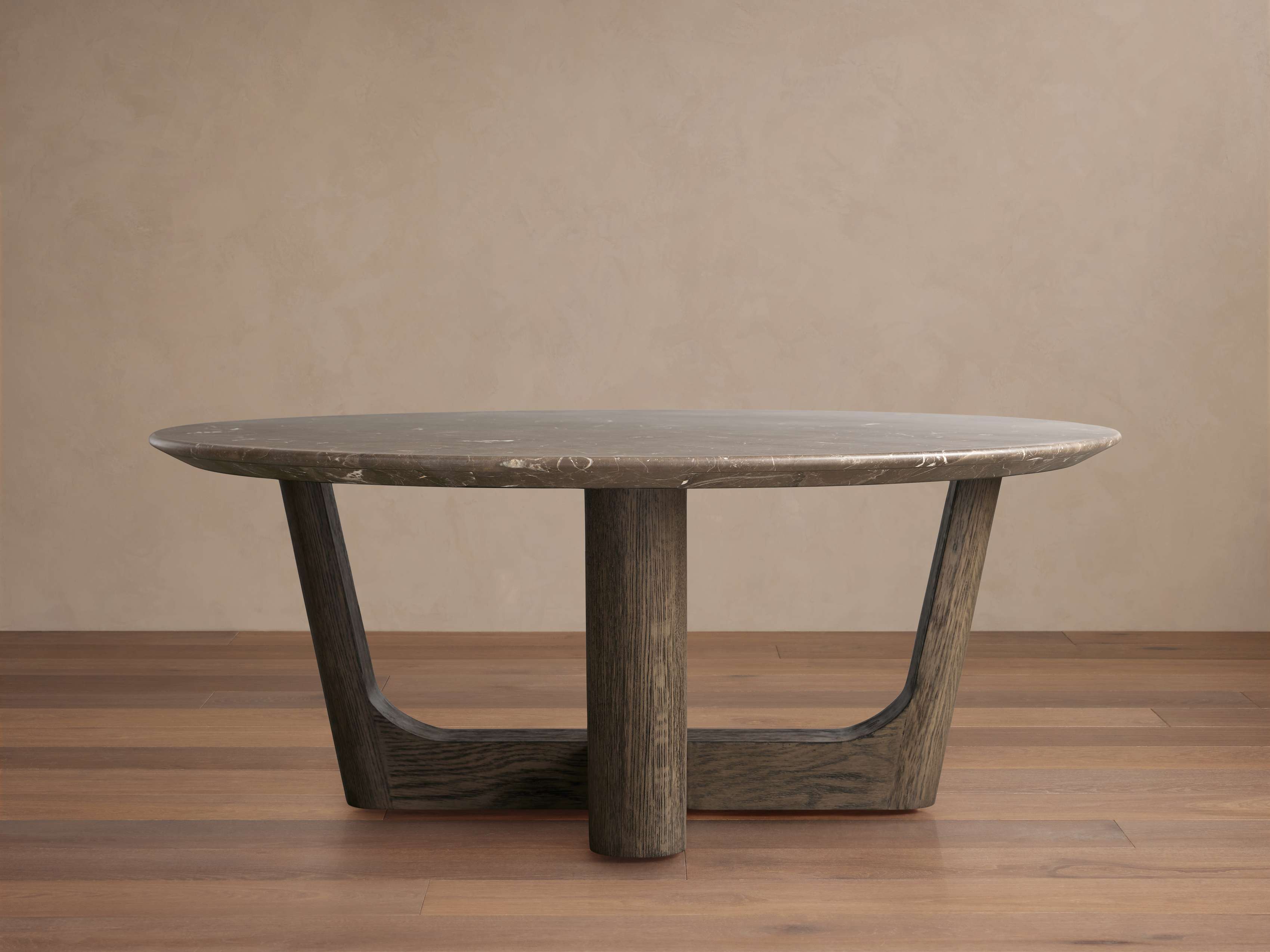 Saint Germain Round Stone Coffee Table with Rennes Base