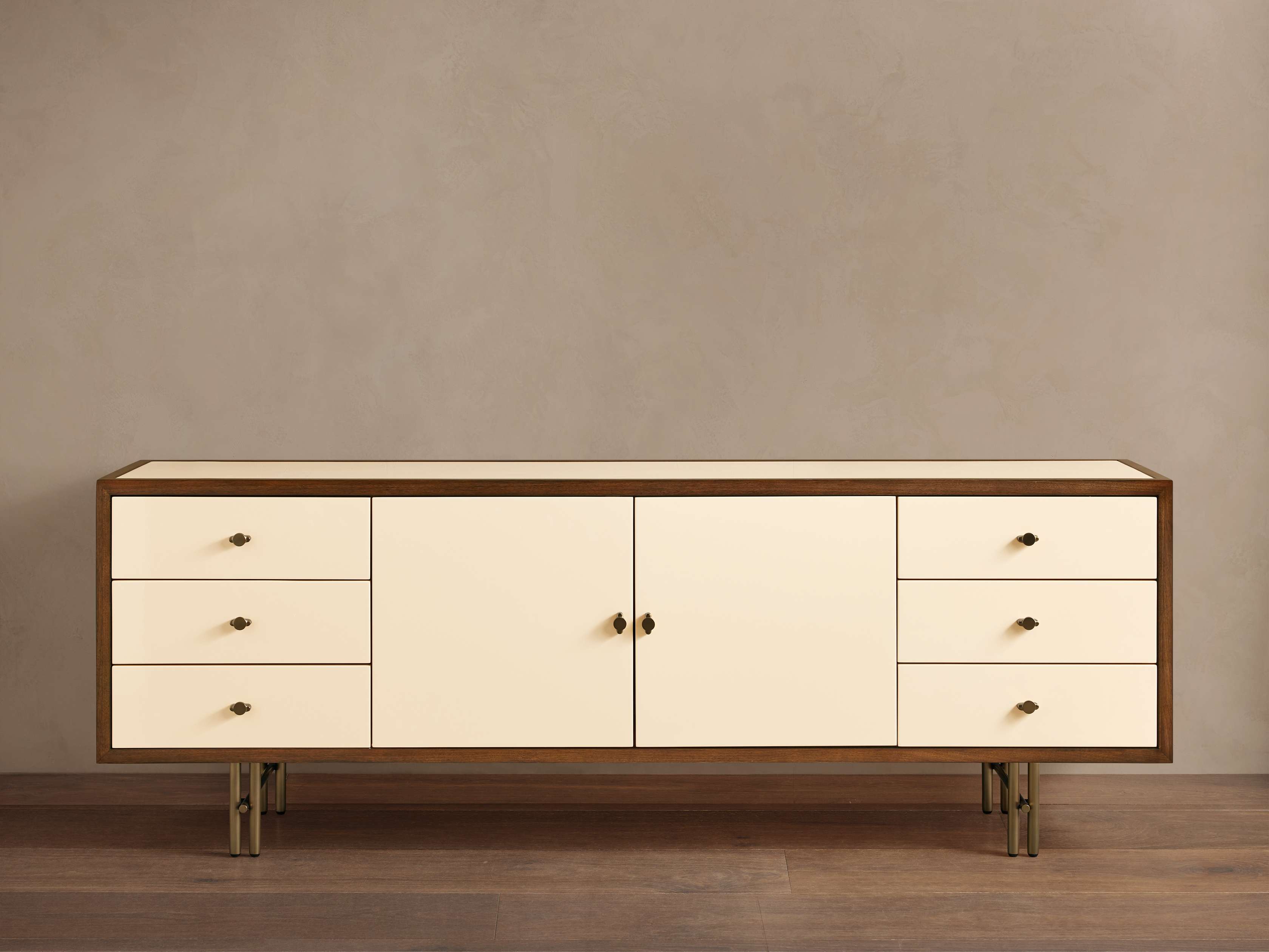 modern media dresser Lane Furniture Post Modern Brass Plinth Dresser: Seven Drawer Media Console  CUSTOM PAINT Available