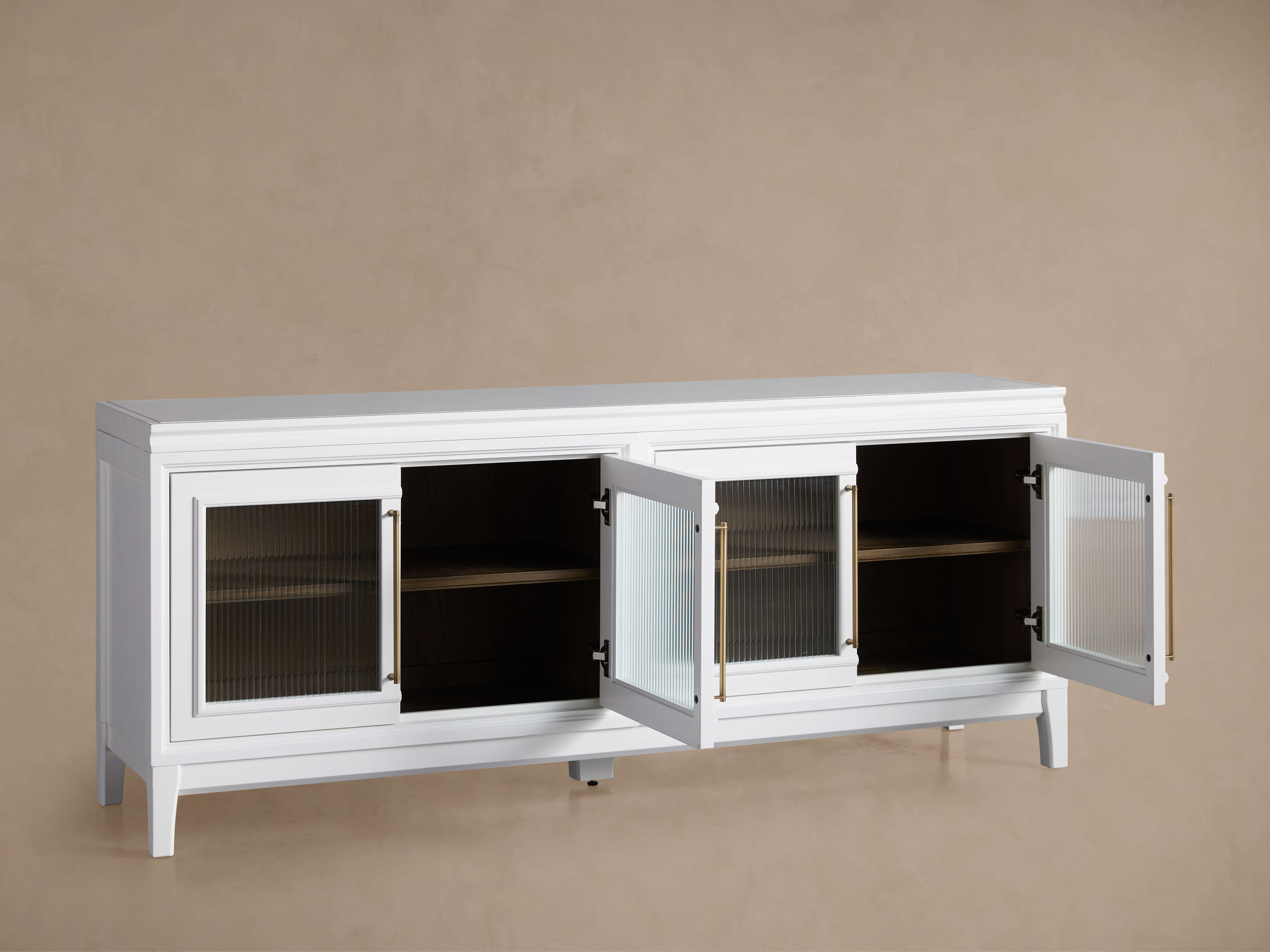 Rowan Media Console with Reeded Glass Doors - Thumbnail 3