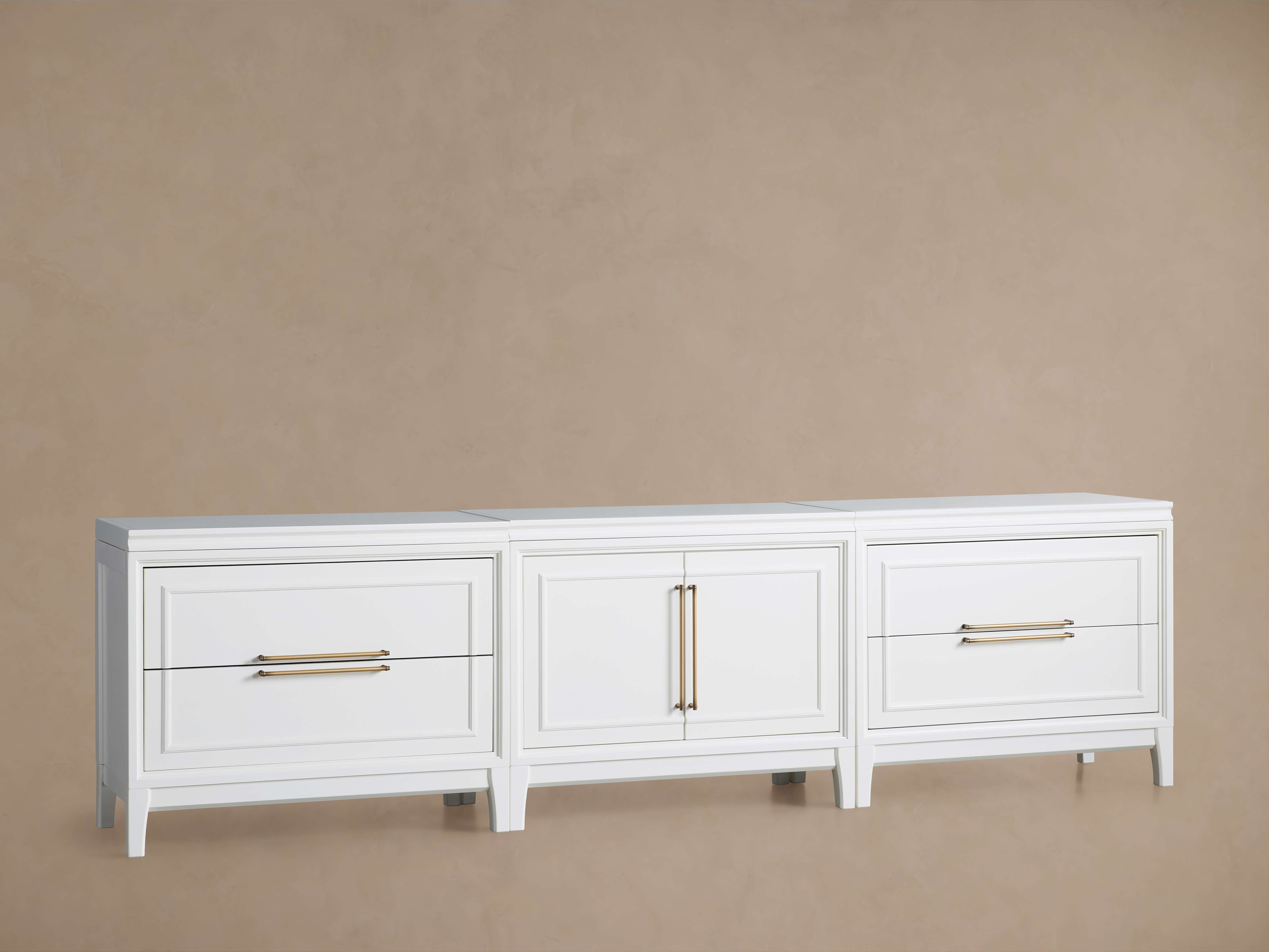 Rowan Modular Reeded Glass Media Console with Drawers - Thumbnail 2