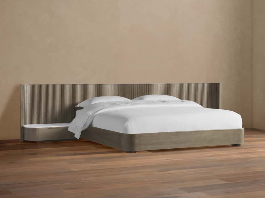 Finnley Extended Headboard Bed in Liath Smoke