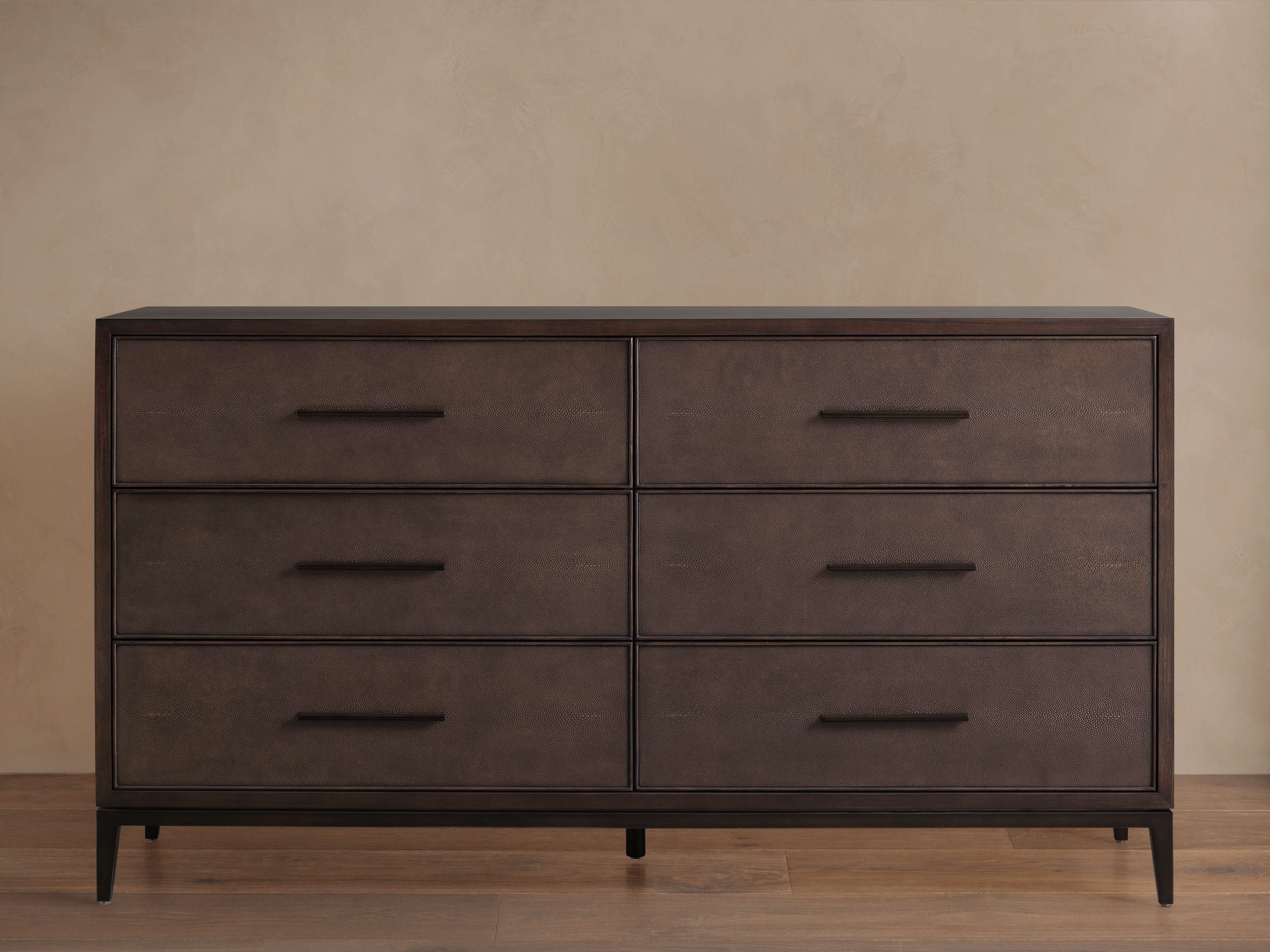 green emerald velvet dress Henley Scalloped Edge 6 Drawer Wide Dresser, Sage Green main image 0