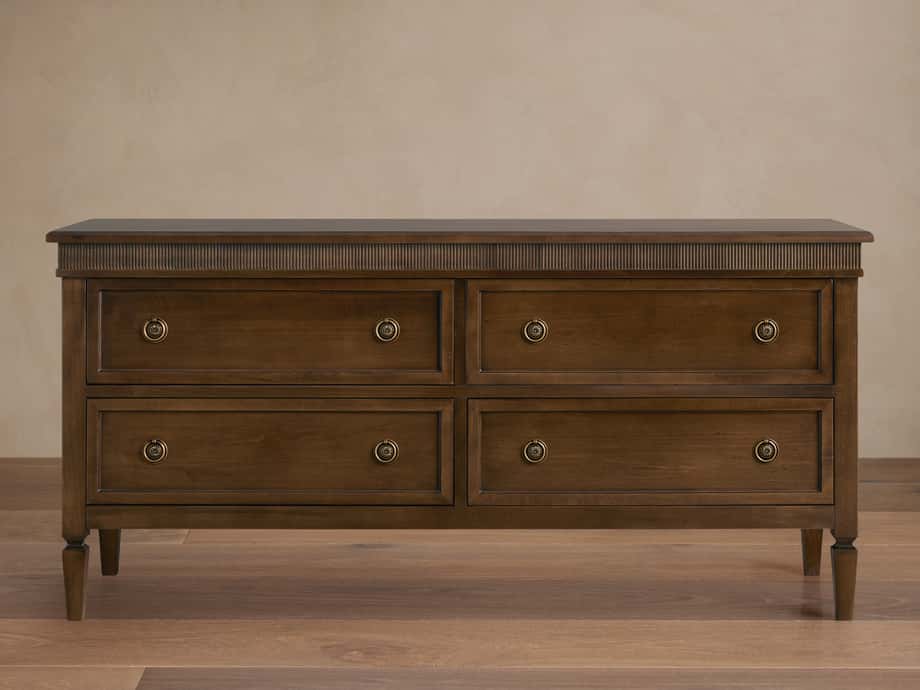 green emerald velvet dress Henley Scalloped Edge 6 Drawer Wide Dresser, Sage Green