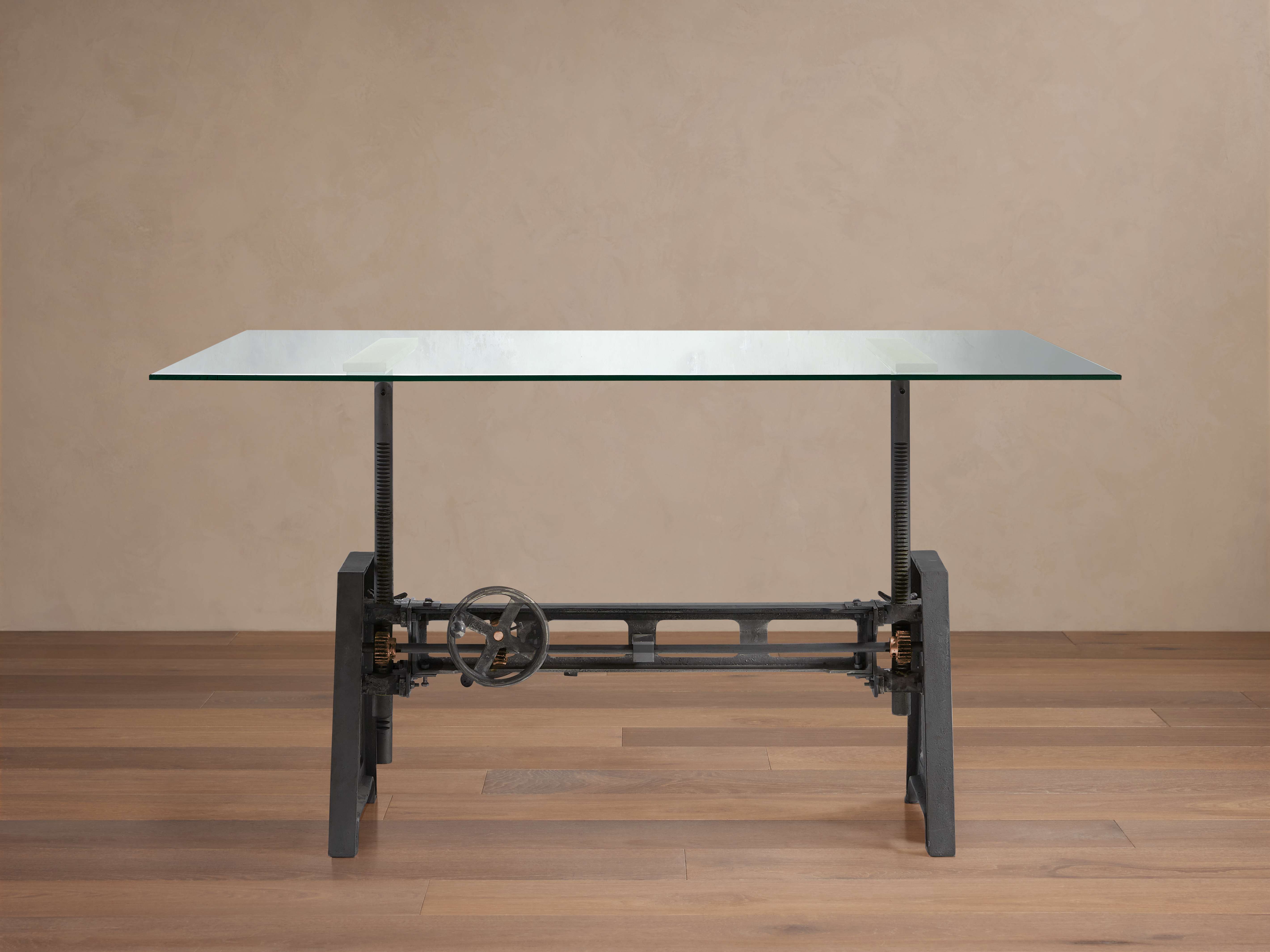 Industrial Crank Desk with Glass Top - Thumbnail 2