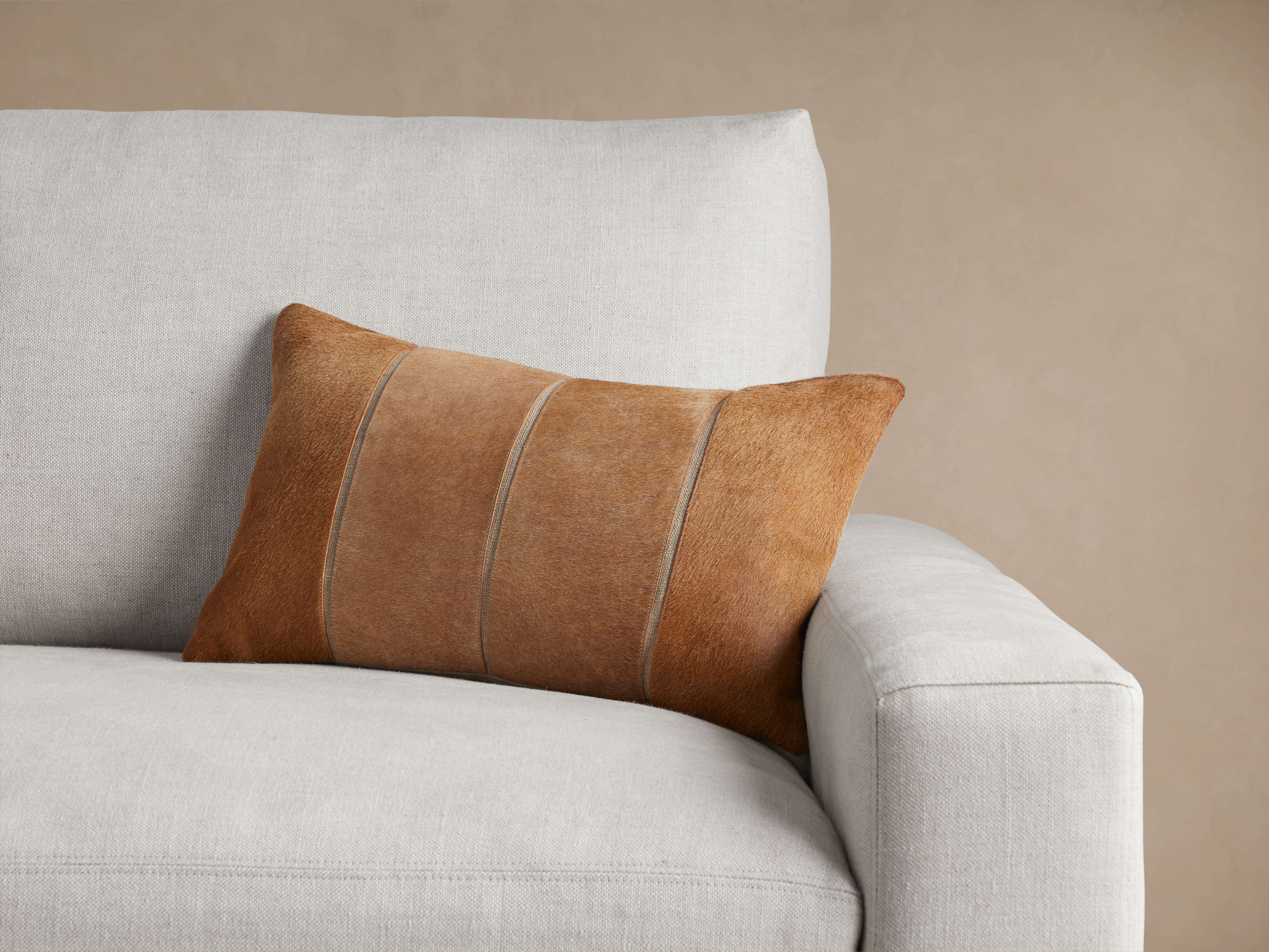 Channel-Stitch Hide Lumbar Pillow Cover - Thumbnail 4