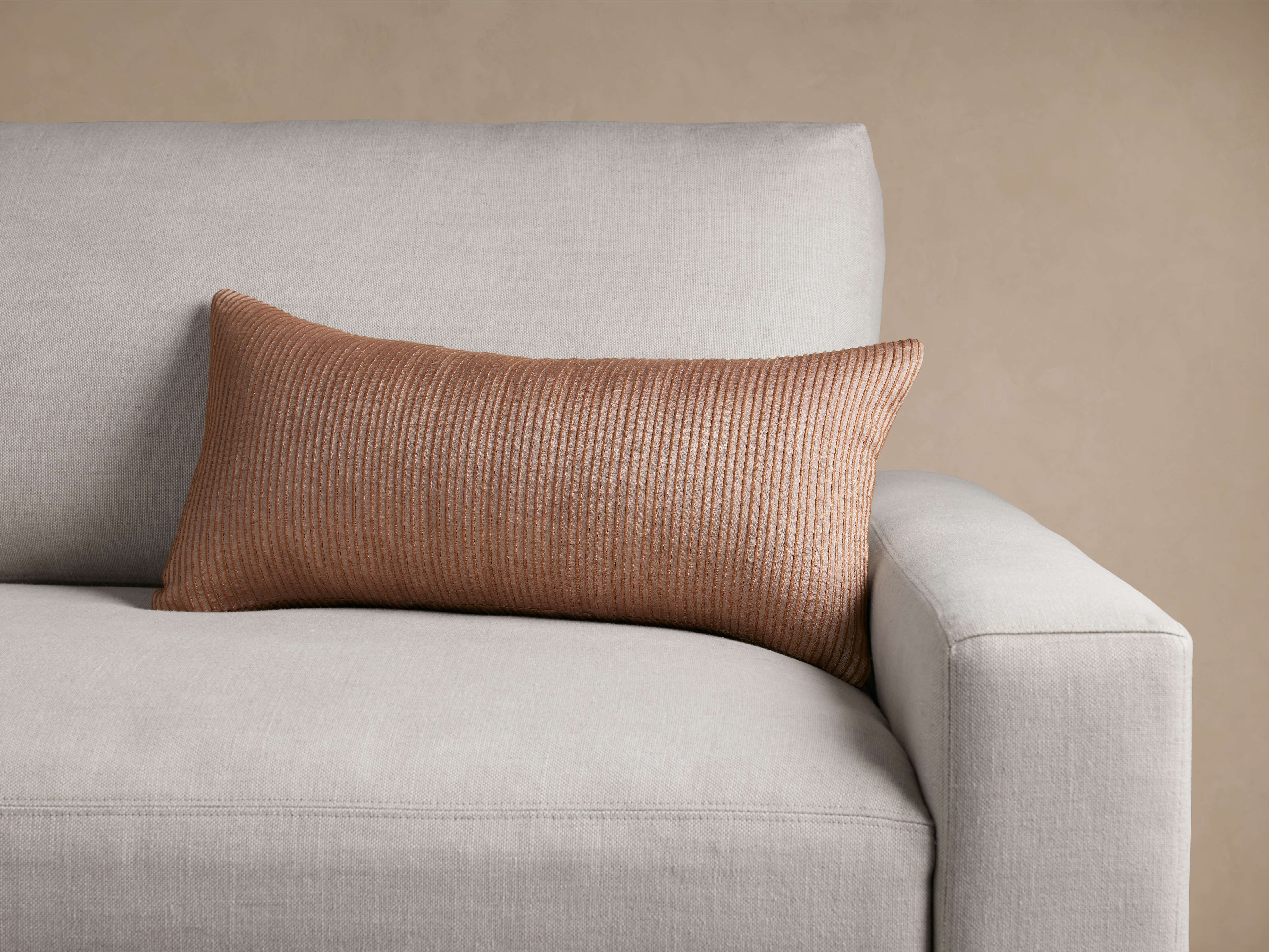 Lumbar Pillow Clay Colored Throw Pillows Raw Silk Ribbed Lumbar