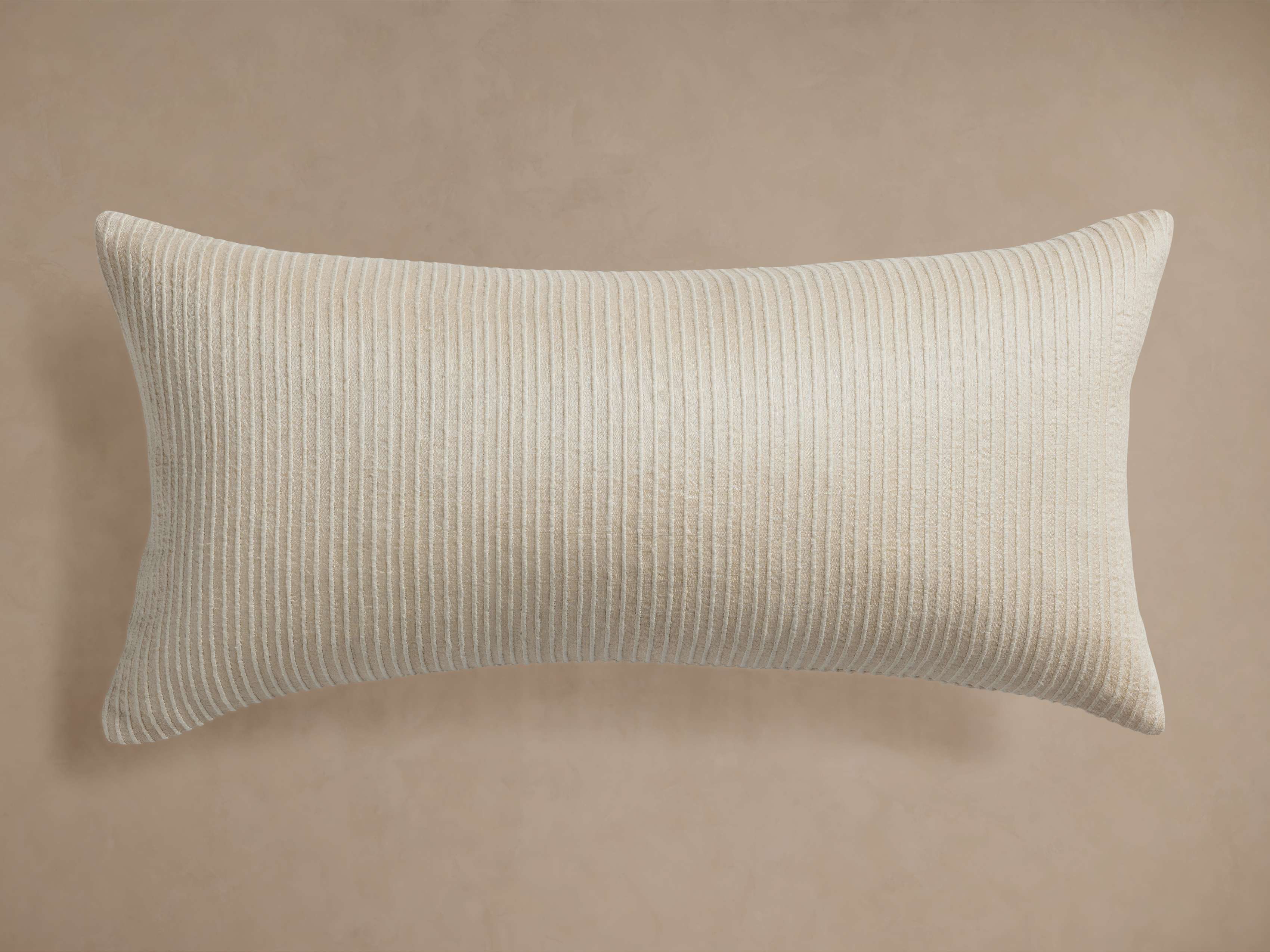 Raw Silk Ribbed Lumbar Pillow Cover in Cashmere
