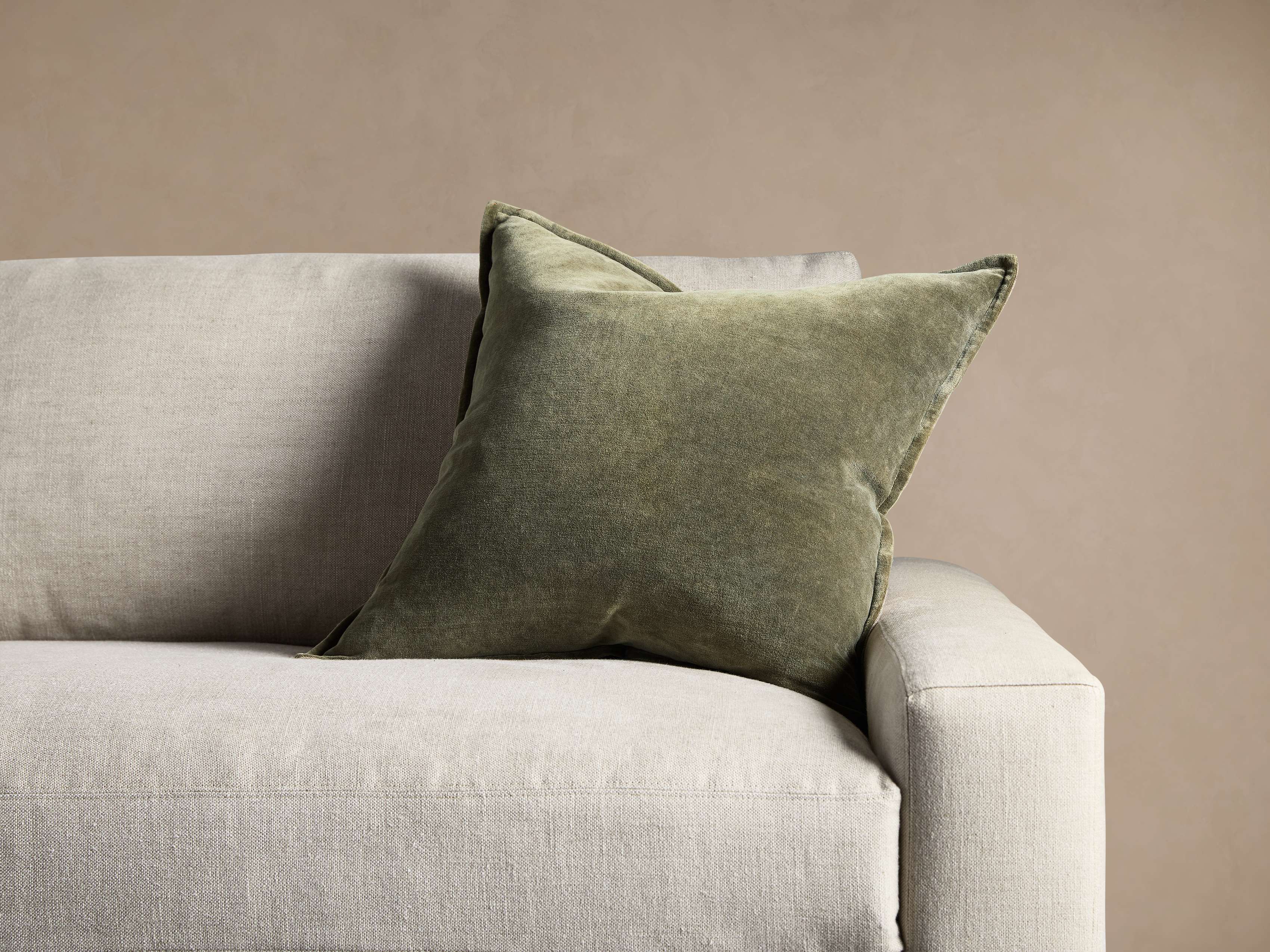 Stone Washed Velvet Pillow in Basil