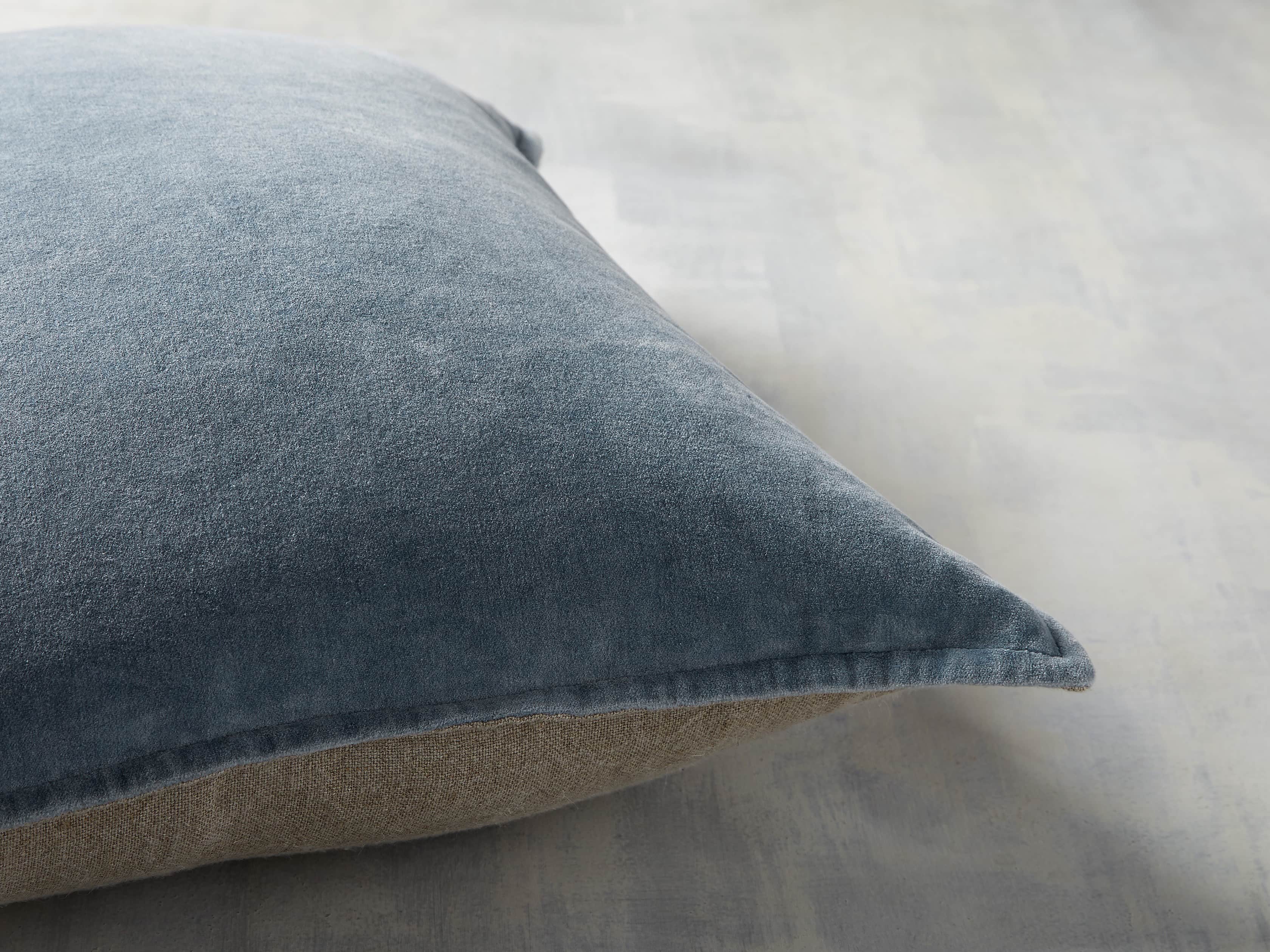 Stone Washed Velvet Pillow in Denim