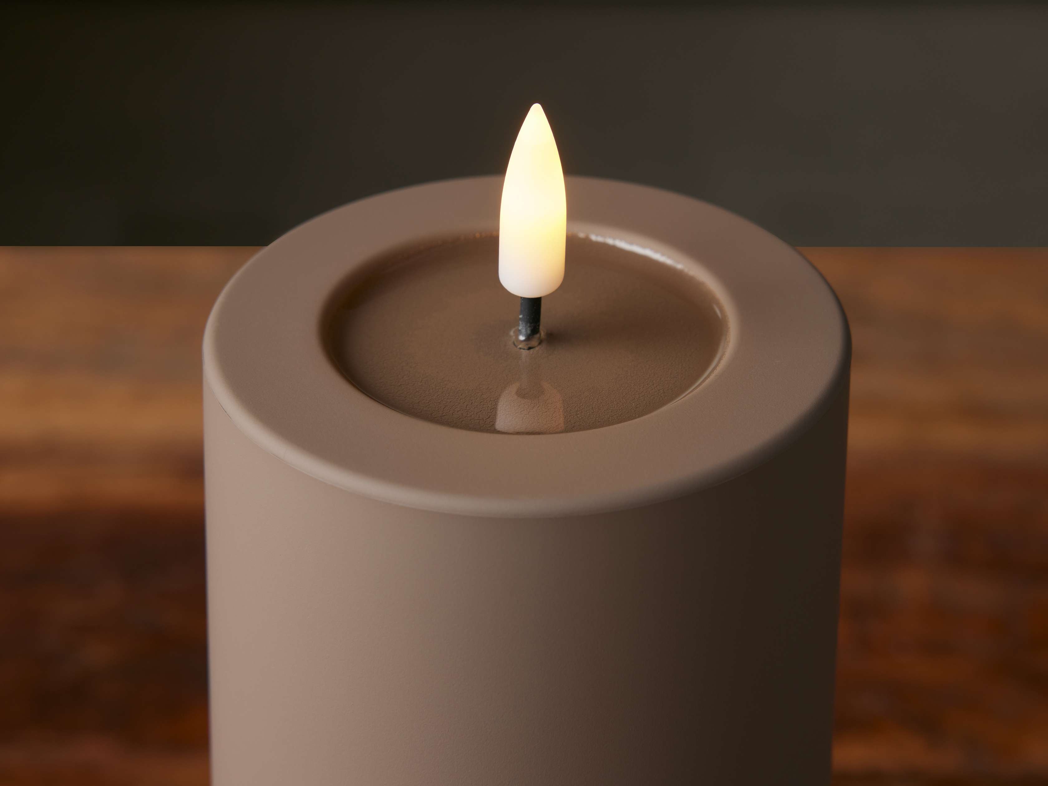 Matte Outdoor LED Candle in Brown