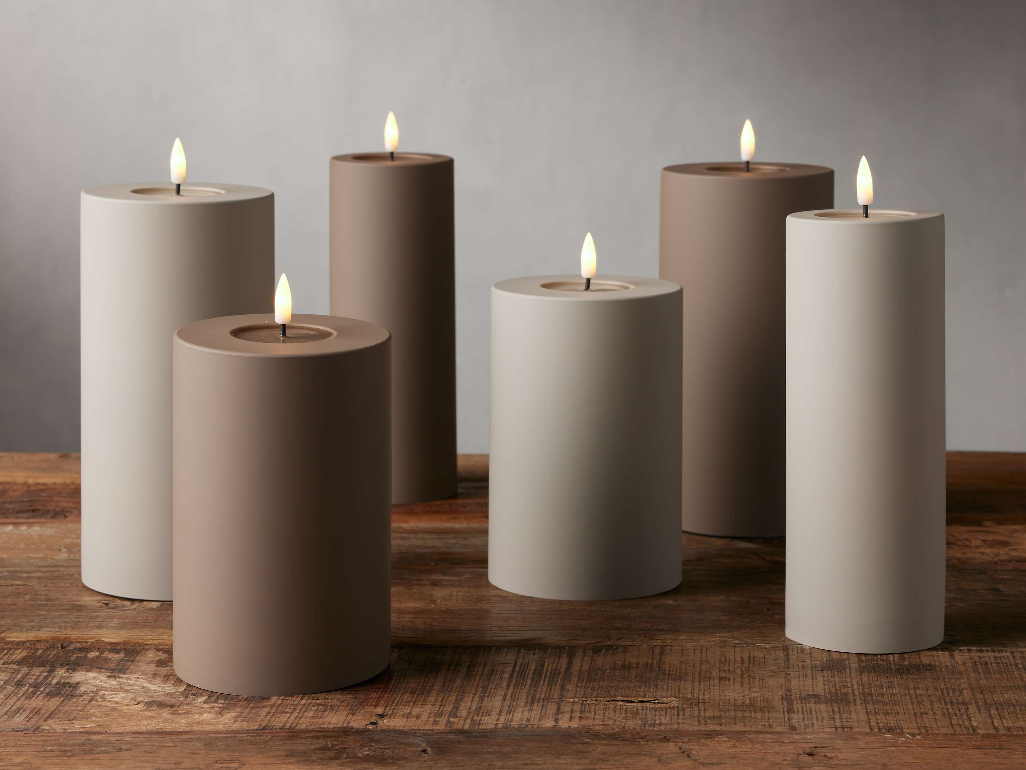Matte Outdoor LED Candle in Brown