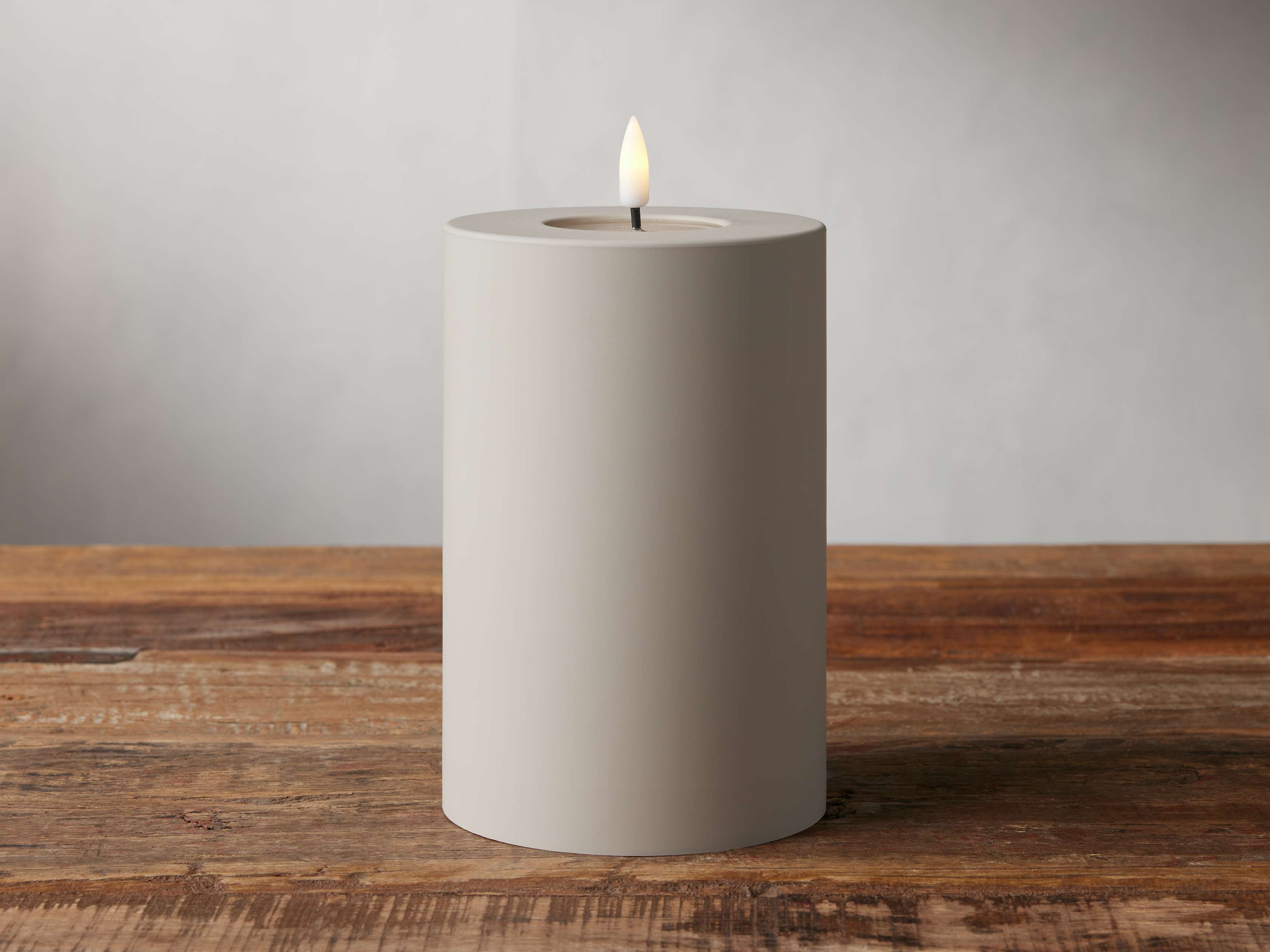 Matte Outdoor LED Candle in Taupe