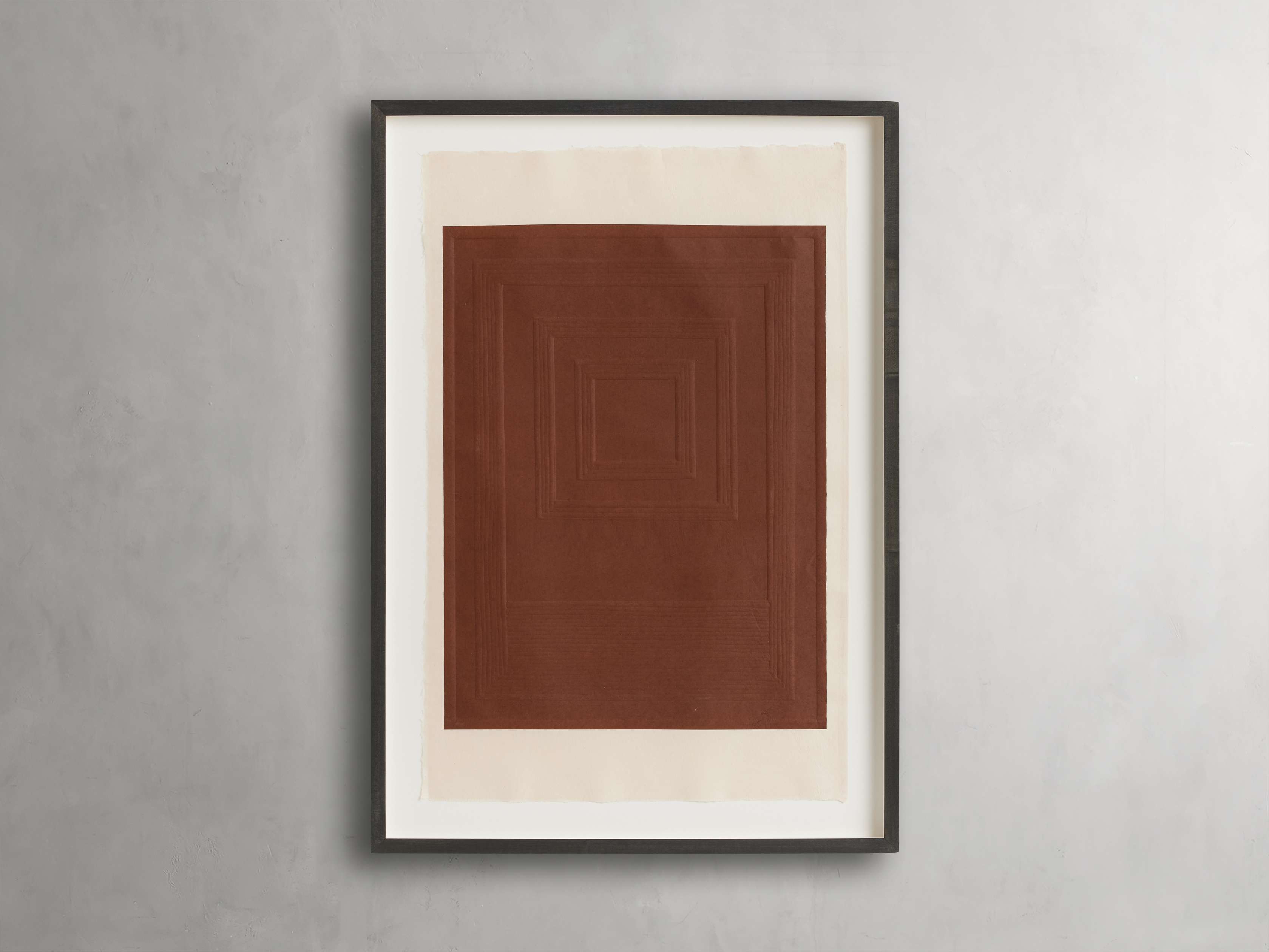 Embossed Abstract Framed Silkscreen in Rust