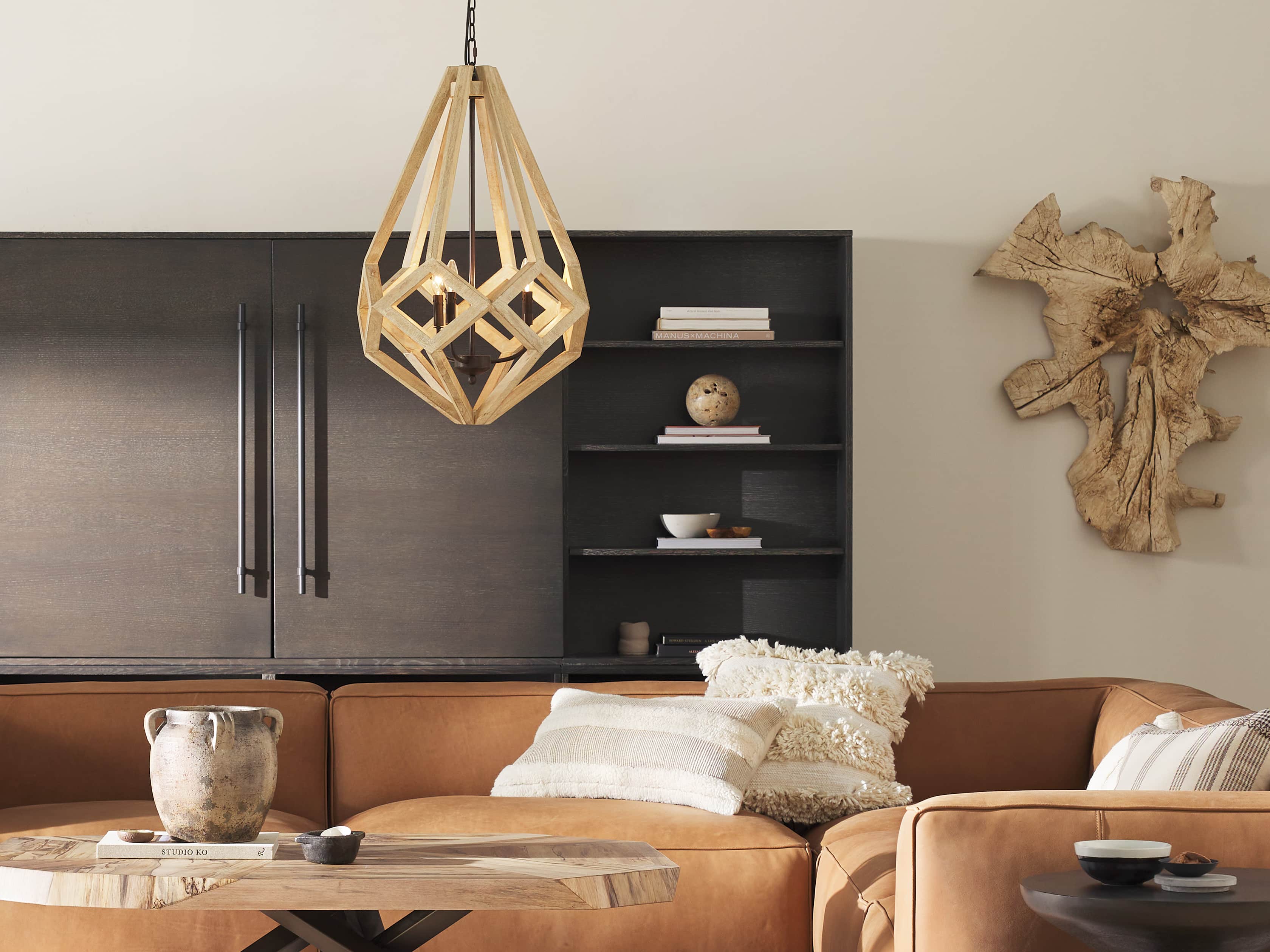 Wooden Prism Chandelier in Natural - Thumbnail 5