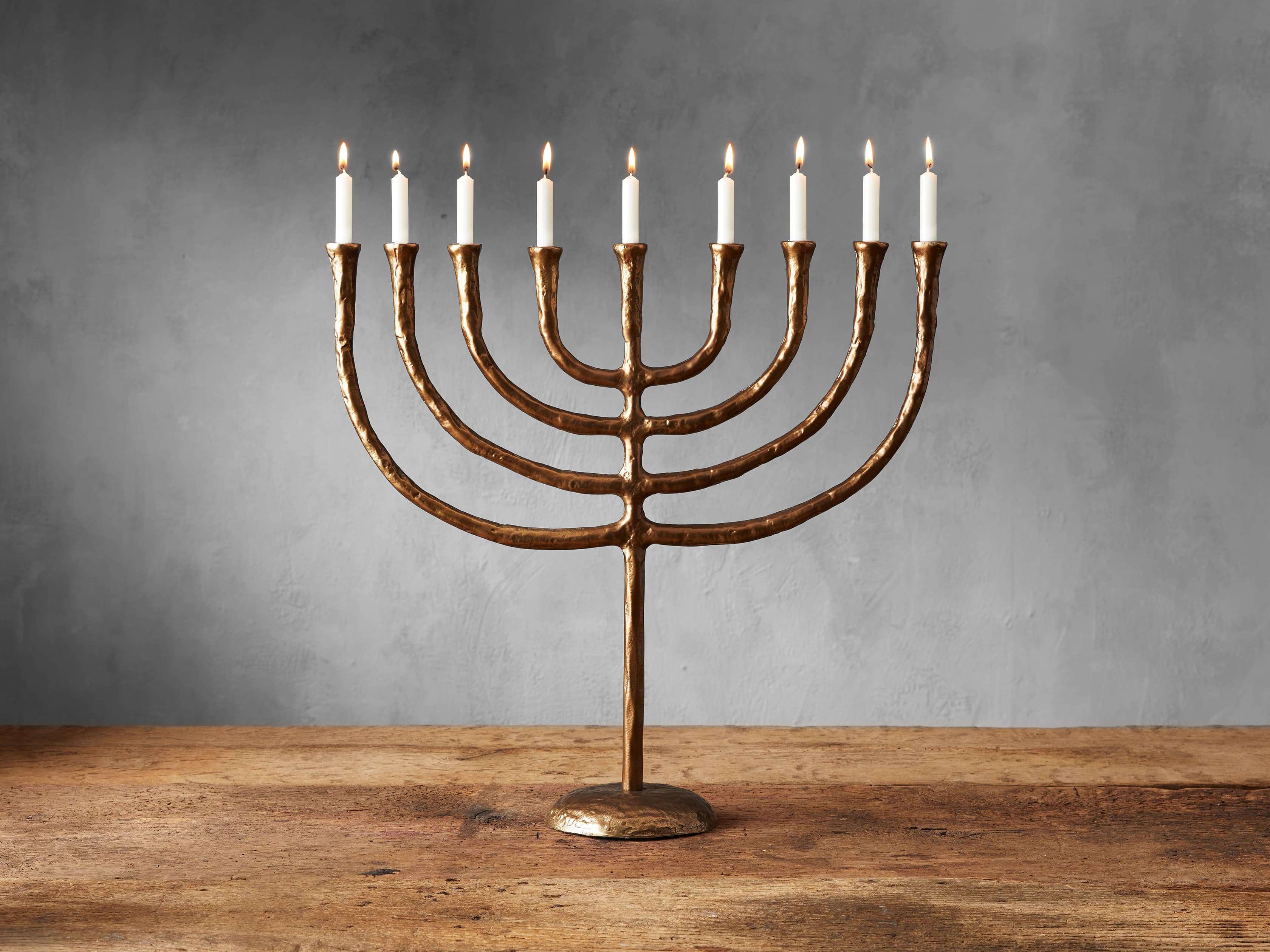 Antique Brass Textured Menorah