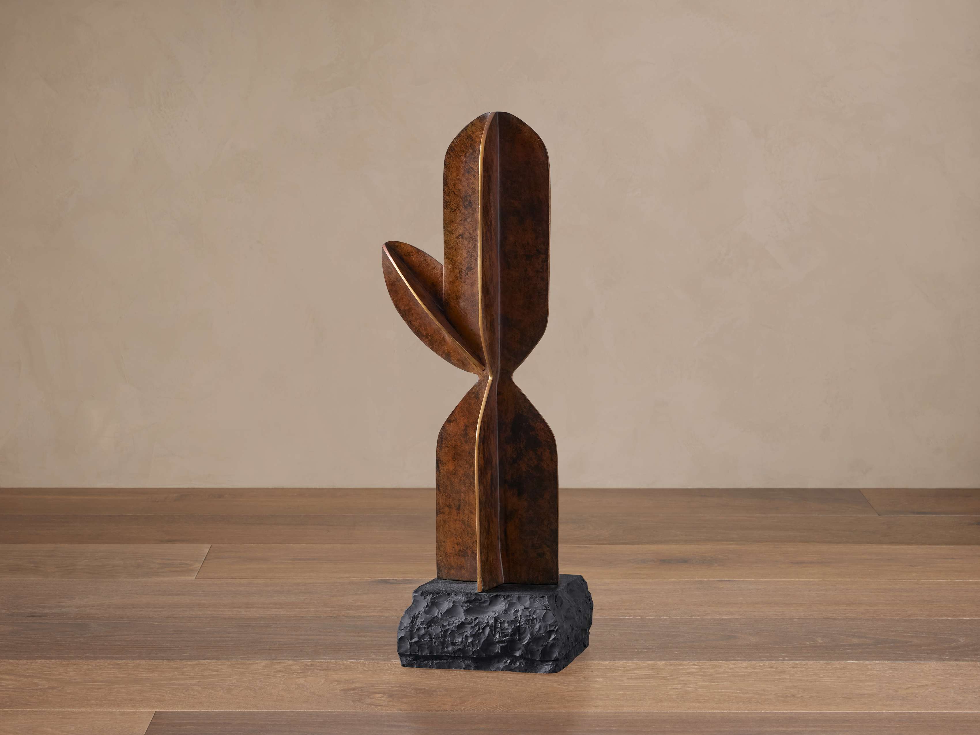Patina Cactus Sculpture In Metal Small In Bronze | Arhaus