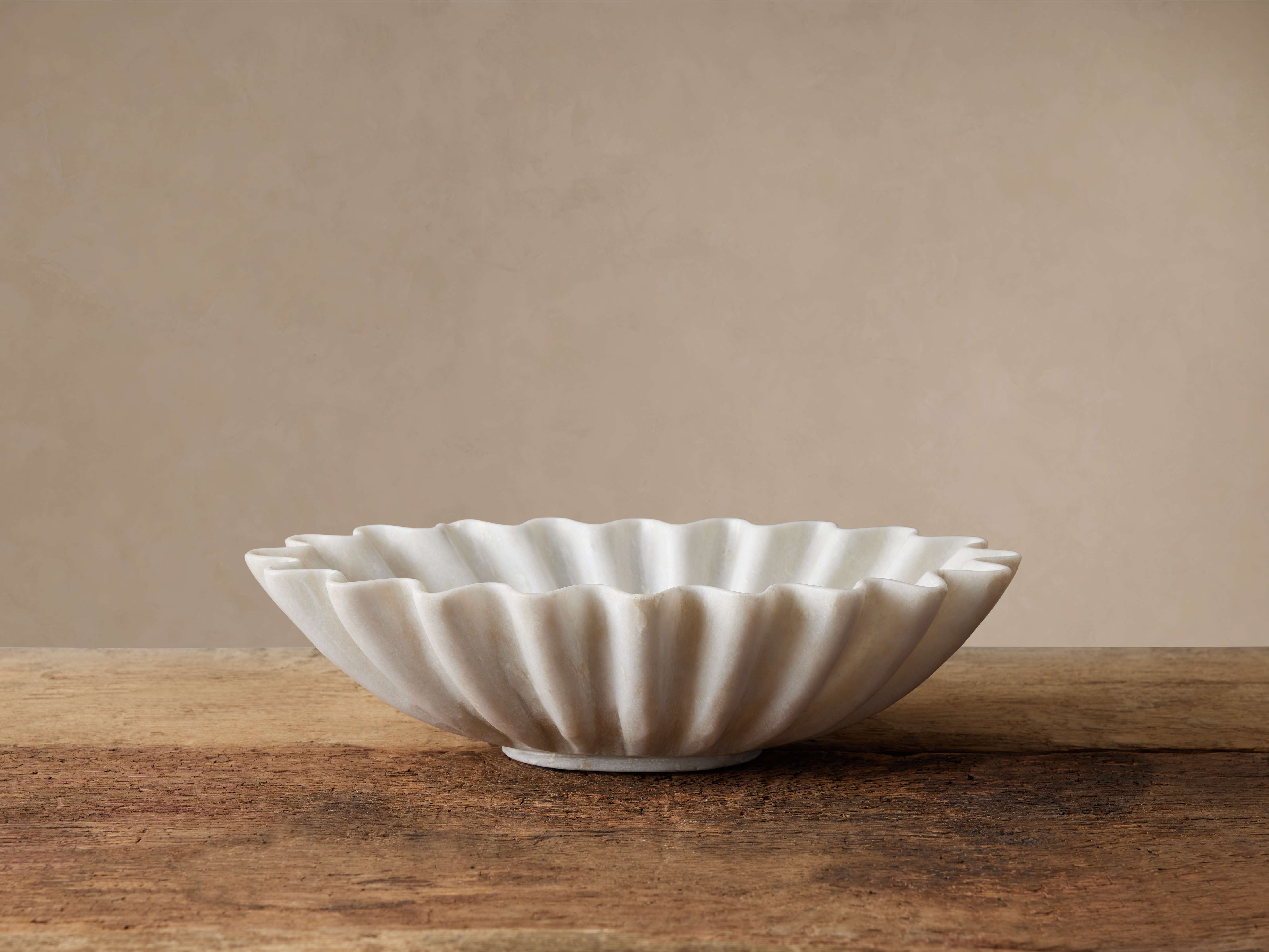 White Marble Ruffle Bowl