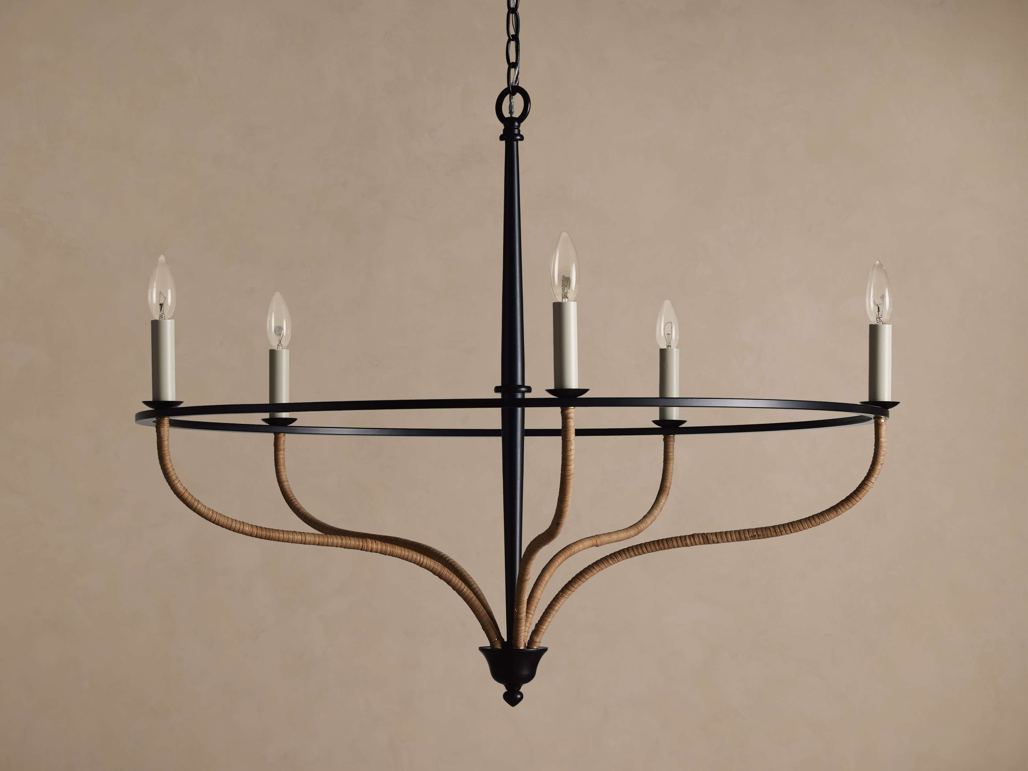 Rosalind Rattan Chandelier in Black - Thumbnail 3