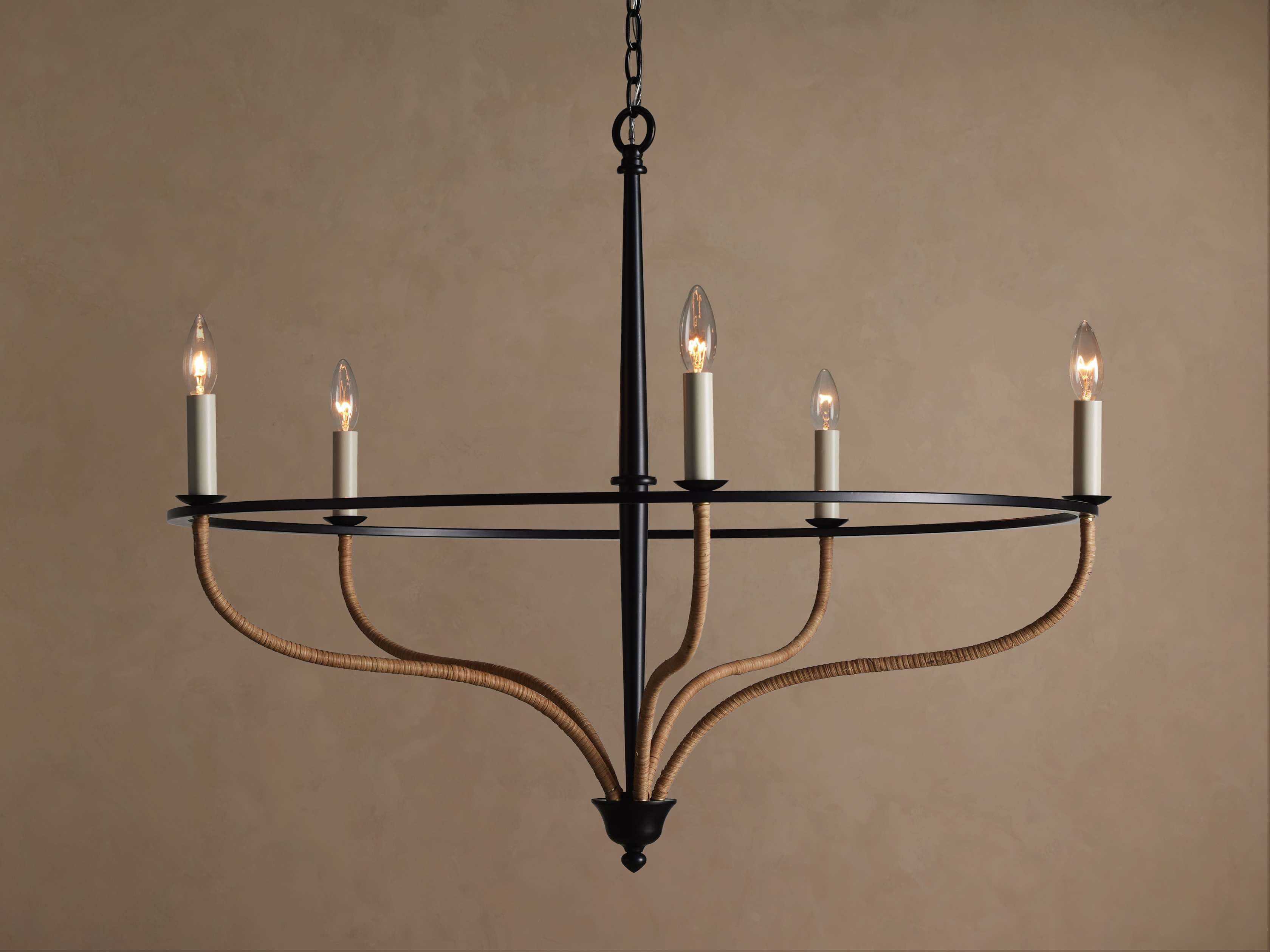 Rosalind Rattan Chandelier in Black - Thumbnail 4