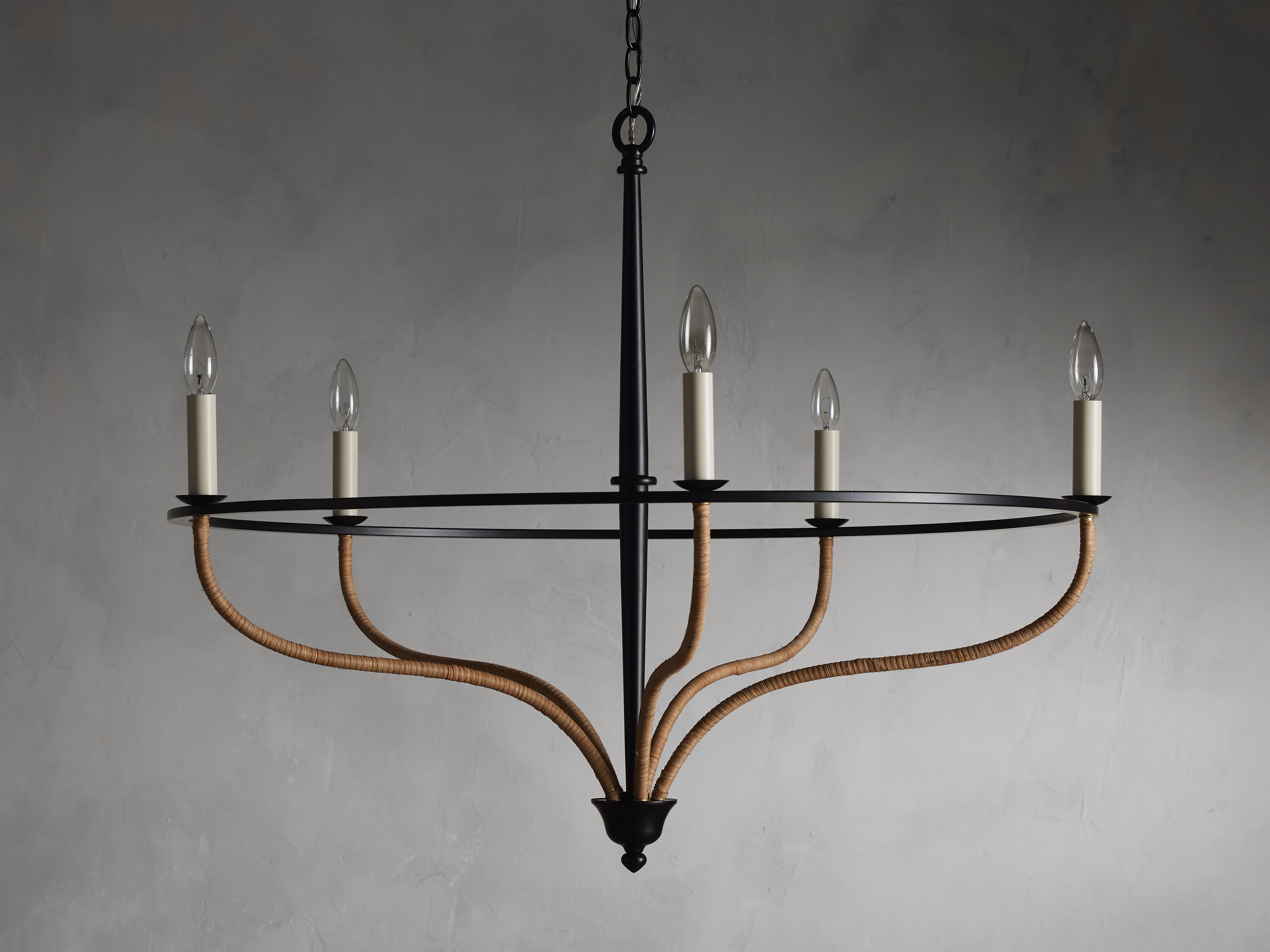 Rosalind Rattan Chandelier in Black