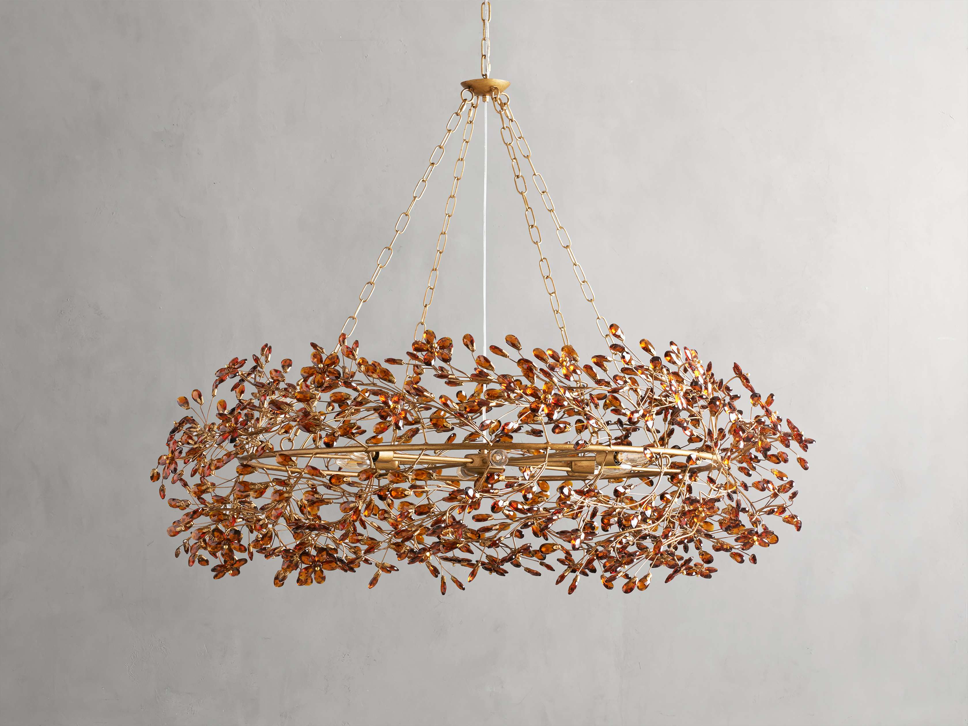 Fiore Crown Chandelier in Brass with Amber Glass – Arhaus
