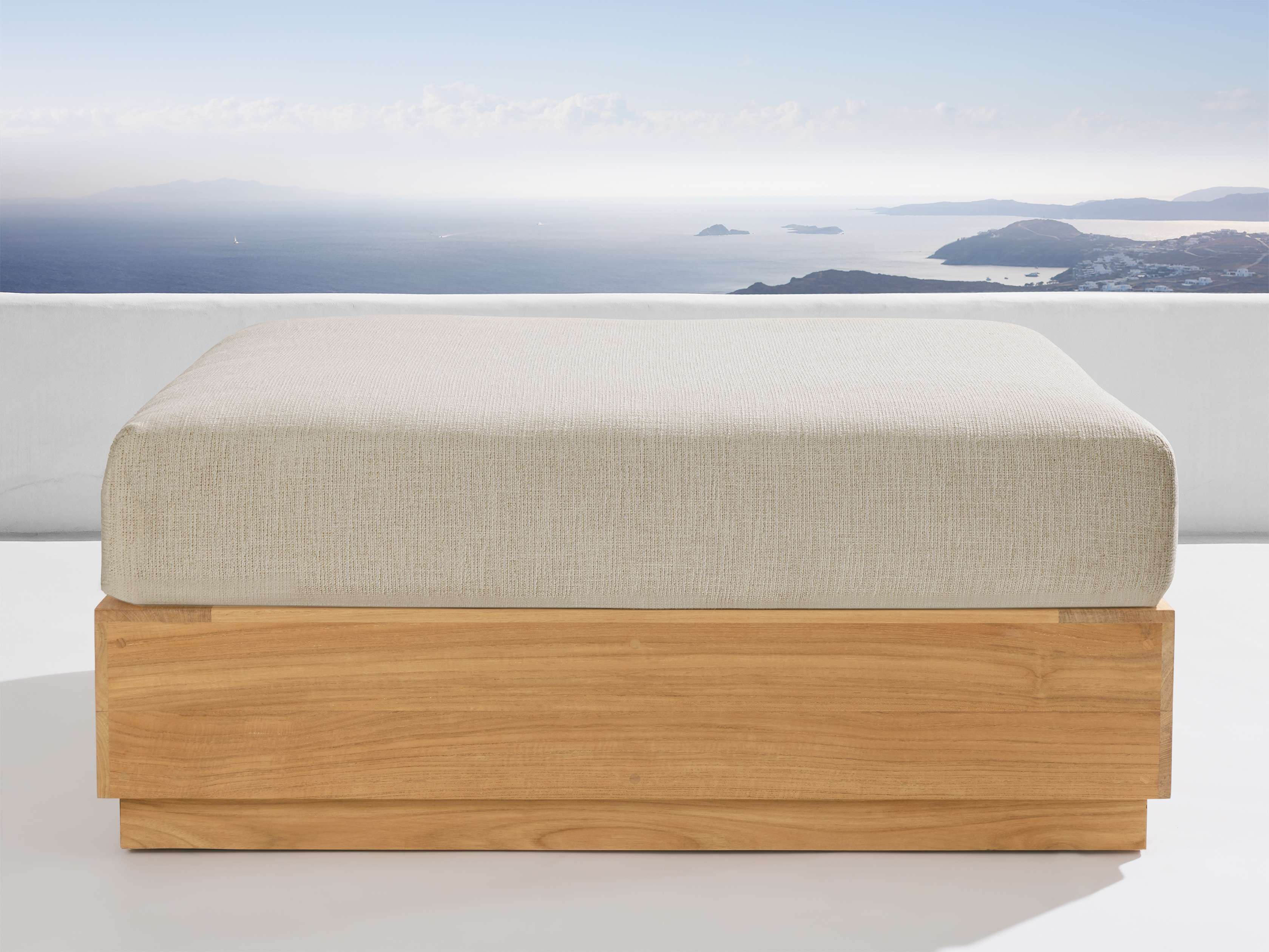 Bal Harbour Outdoor Teak Ottoman - Thumbnail 3