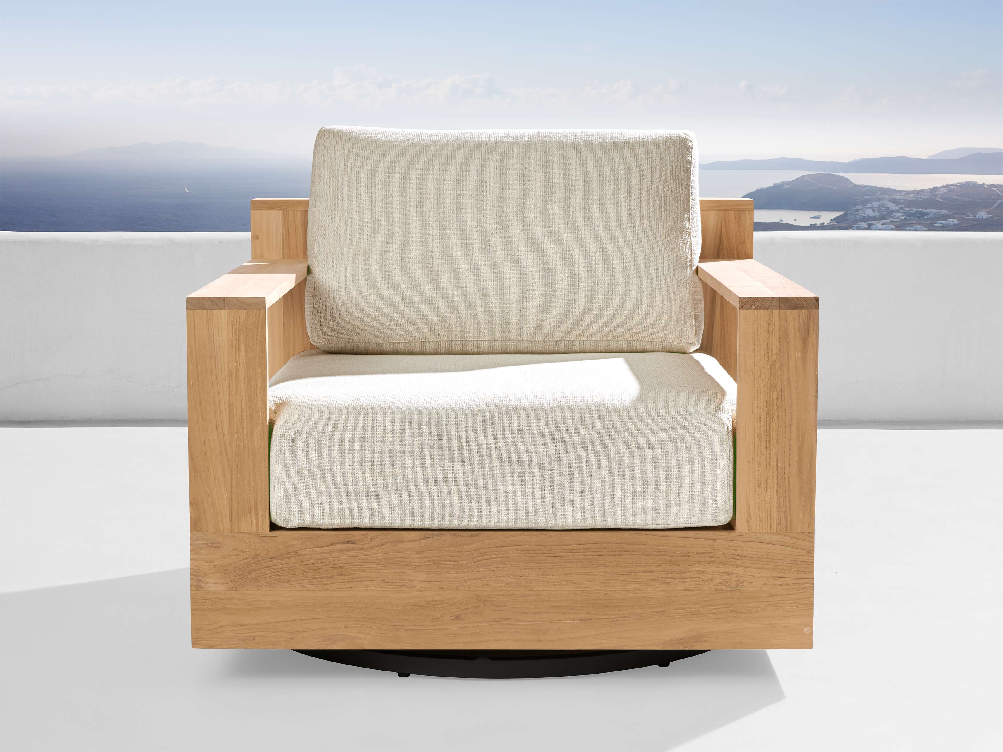 Bal Harbour Outdoor Teak Swivel Chair - Thumbnail 4