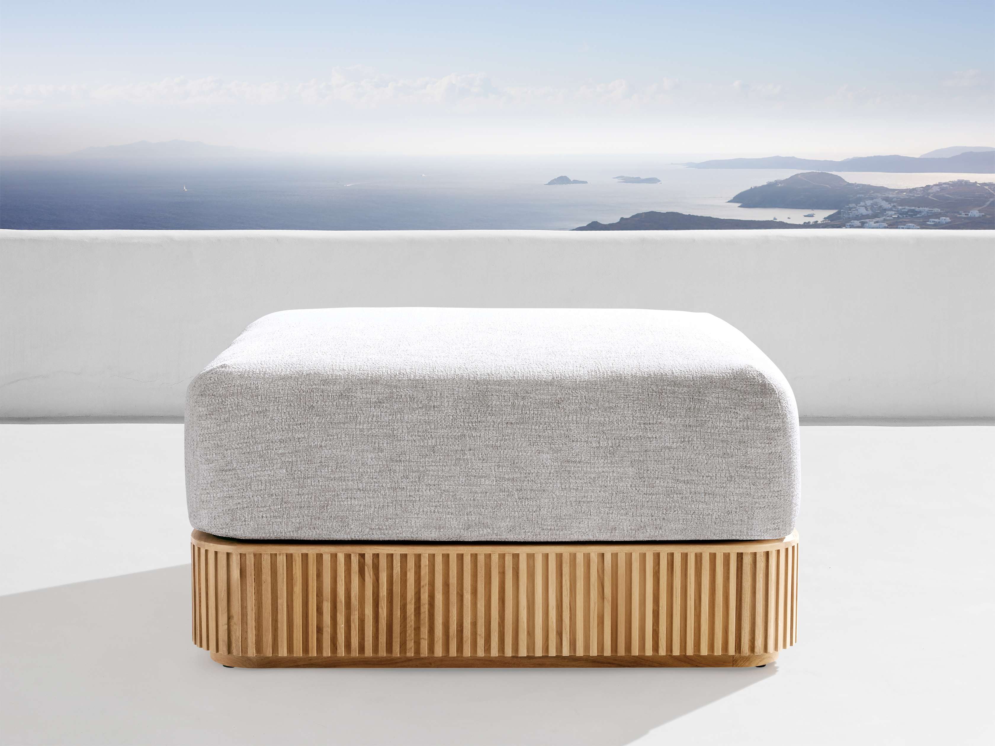 Beaumont Outdoor Teak Ottoman - Thumbnail 3