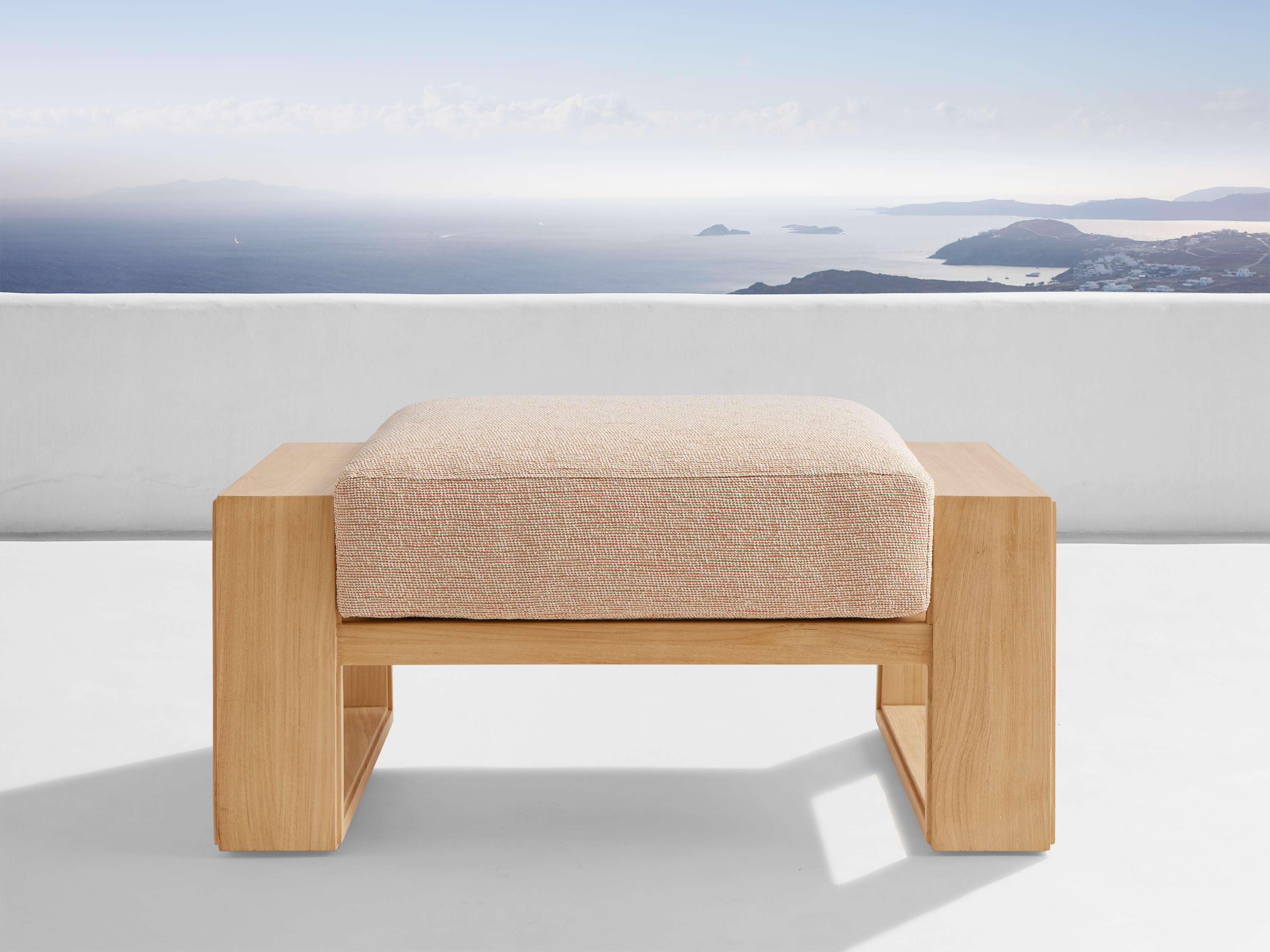 Canyon Outdoor Teak Ottoman - Thumbnail 5