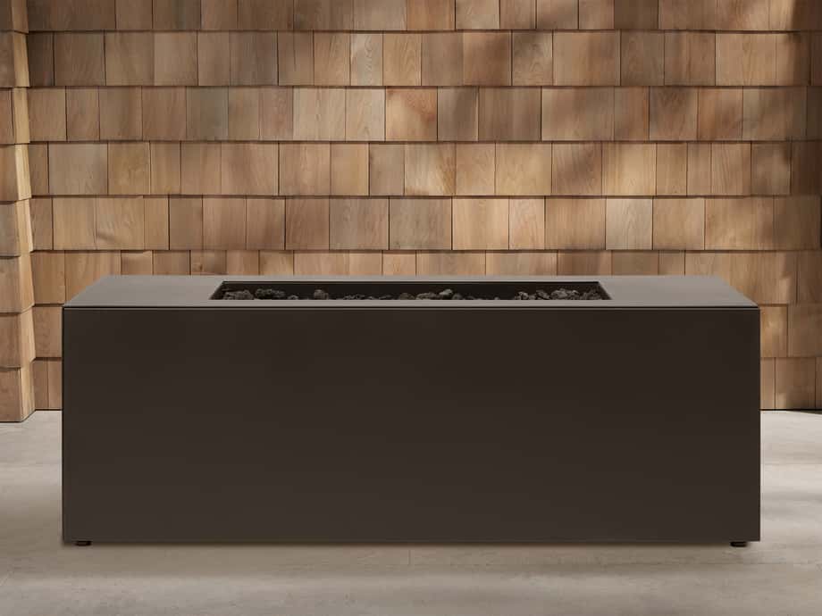 Coden Rectangular Propane Fire Pit in Weathered Bronze