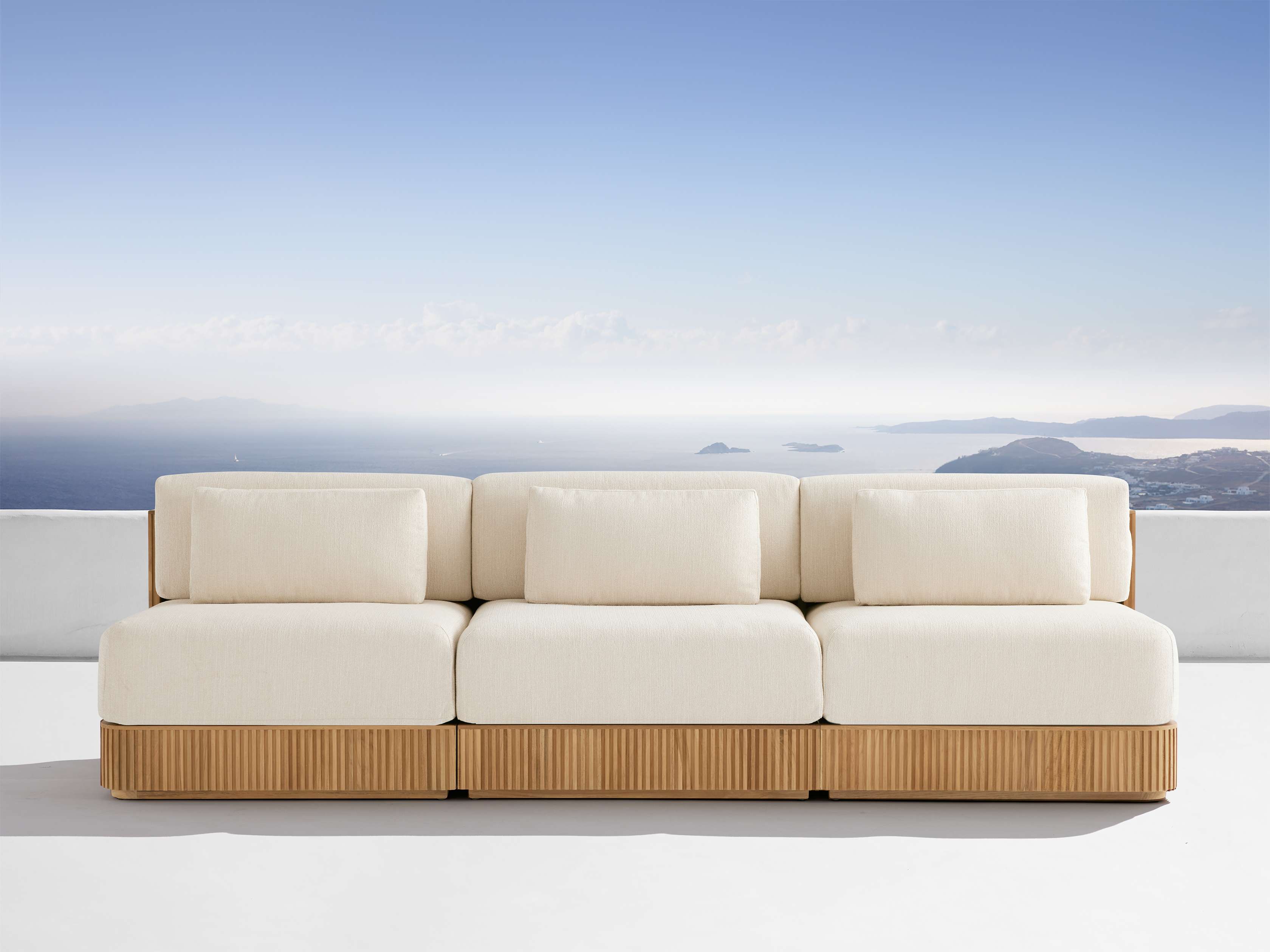 Beaumont Outdoor Teak Three-Piece Modular Sofa - Thumbnail 4