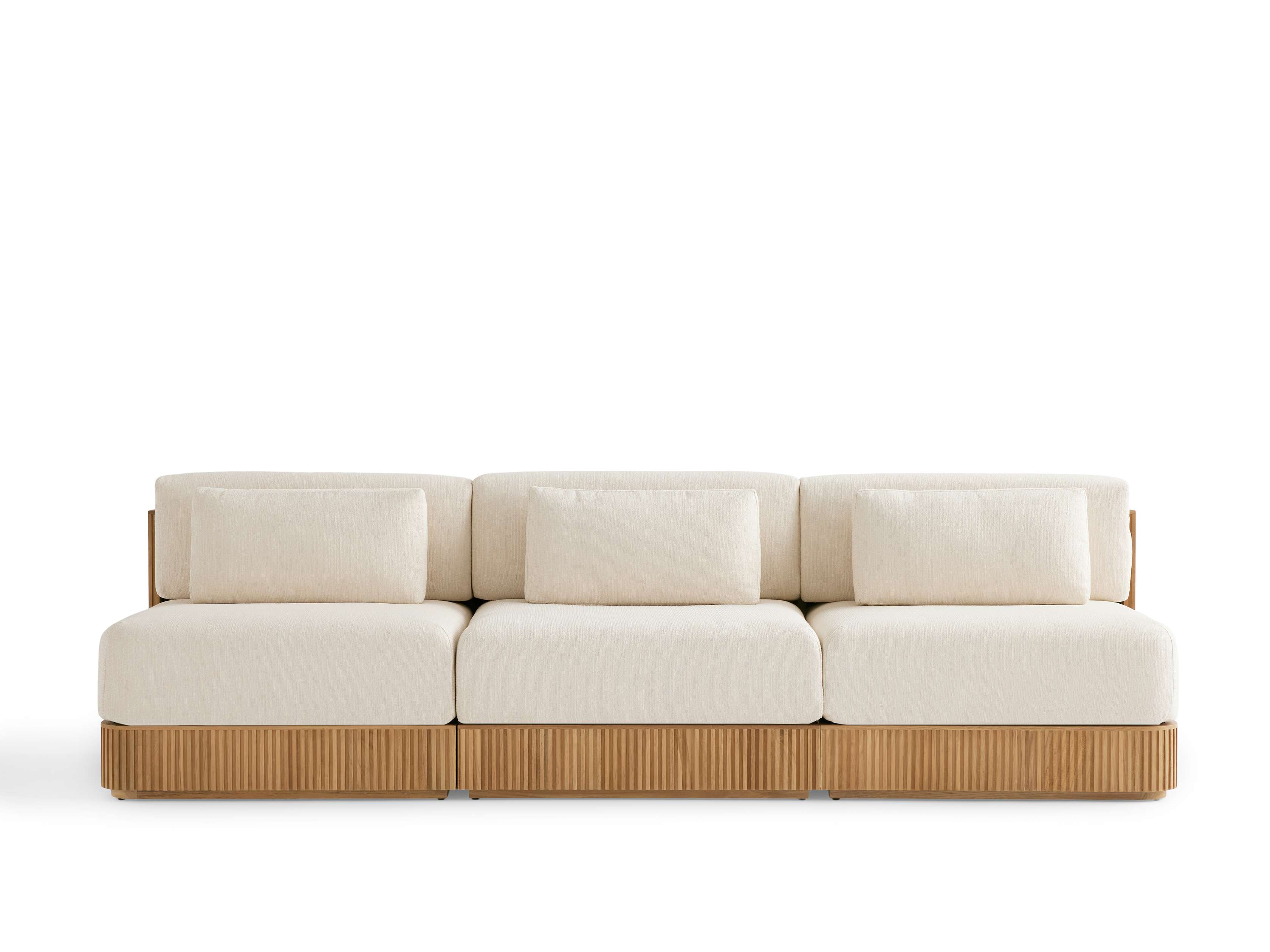 Beaumont Outdoor Teak Three-Piece Modular Sofa - Thumbnail 3