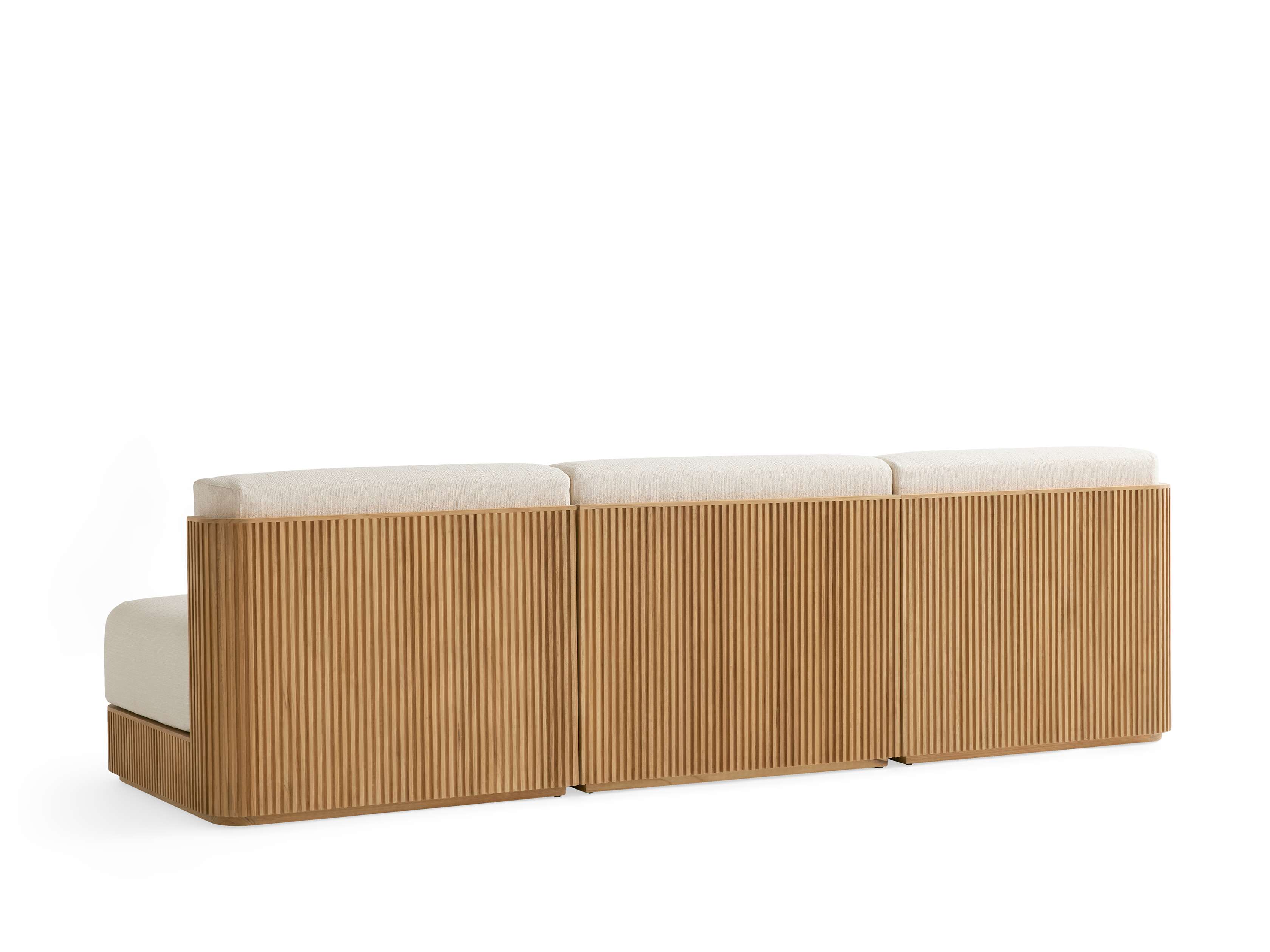 Beaumont Outdoor Teak Three-Piece Modular Sofa - Thumbnail 2