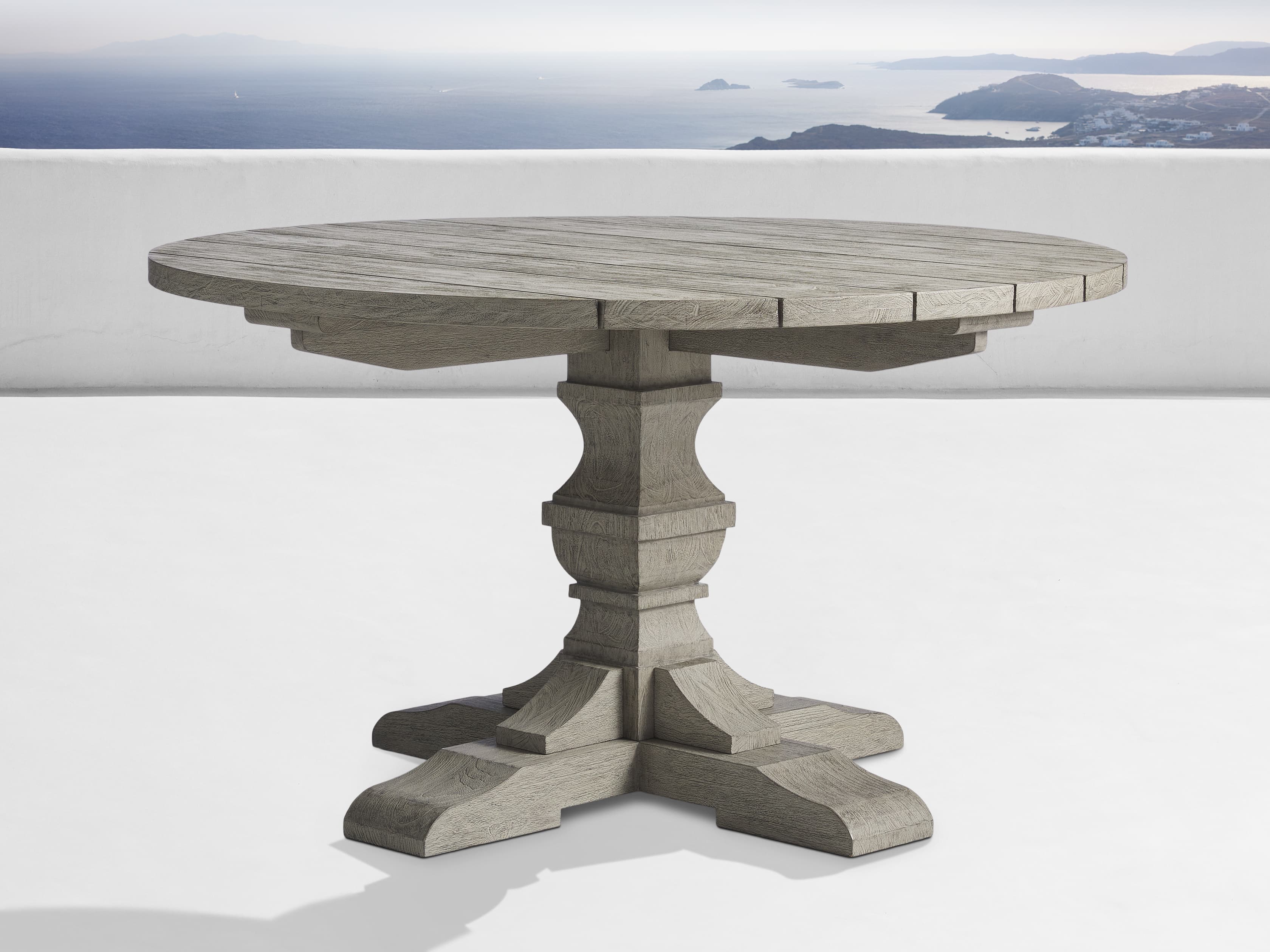 Hamptons Outdoor Round Dining Table in Driftwood Grey