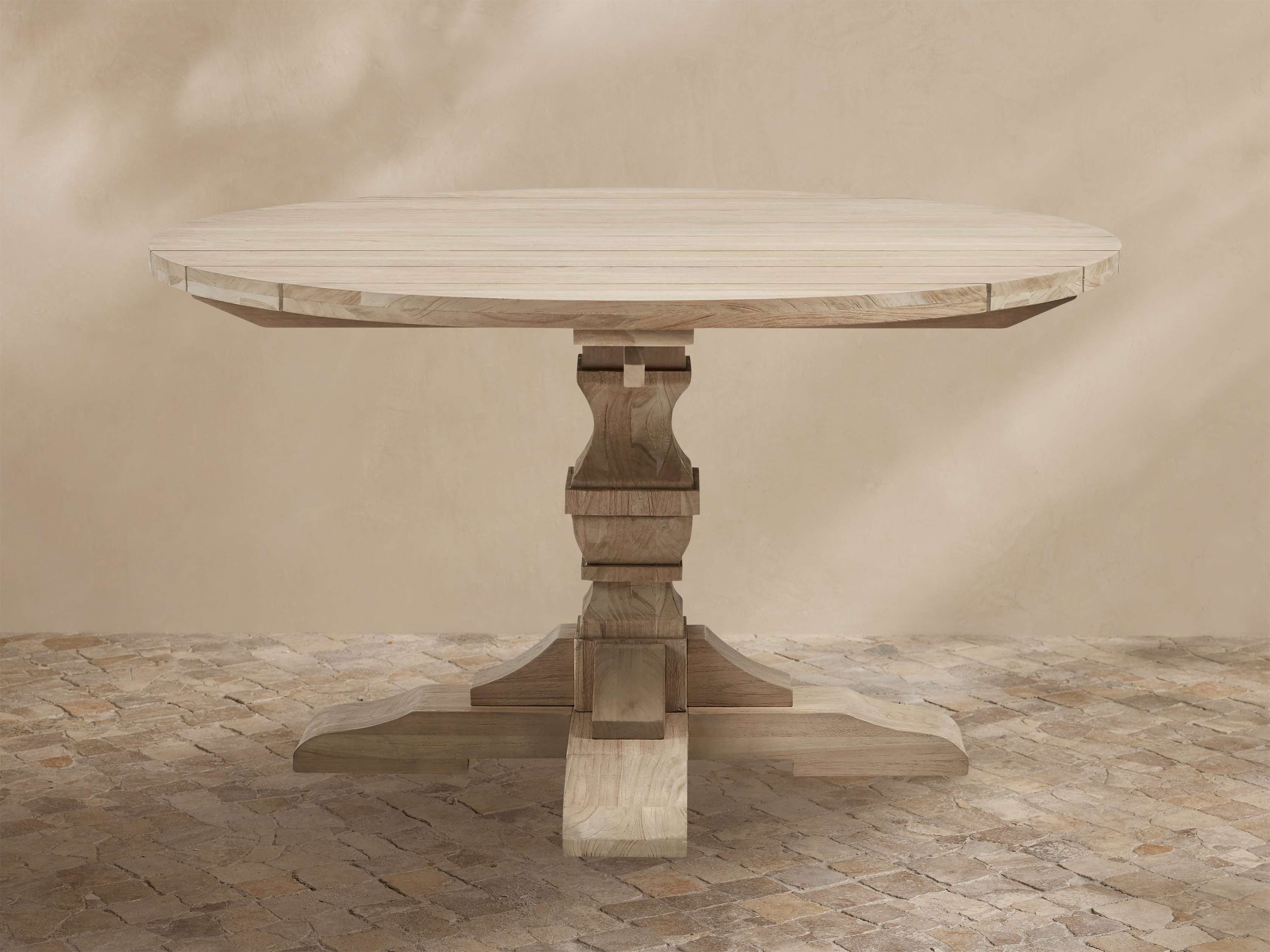 Hamptons Outdoor Round Dining Table in Driftwood Grey - Thumbnail 3