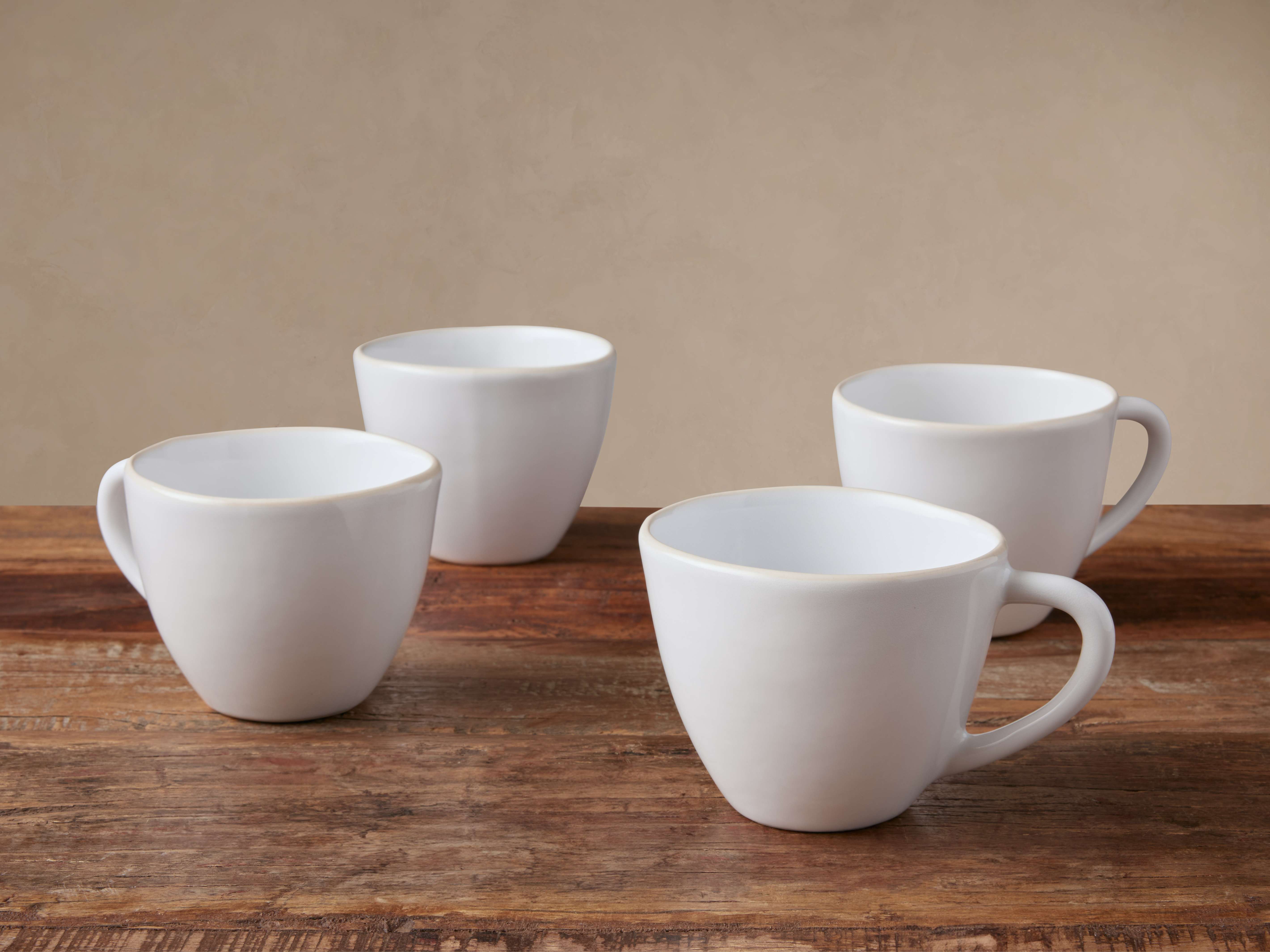 Evora Mugs (Set Of 4) In Ceramic In White | Arhaus