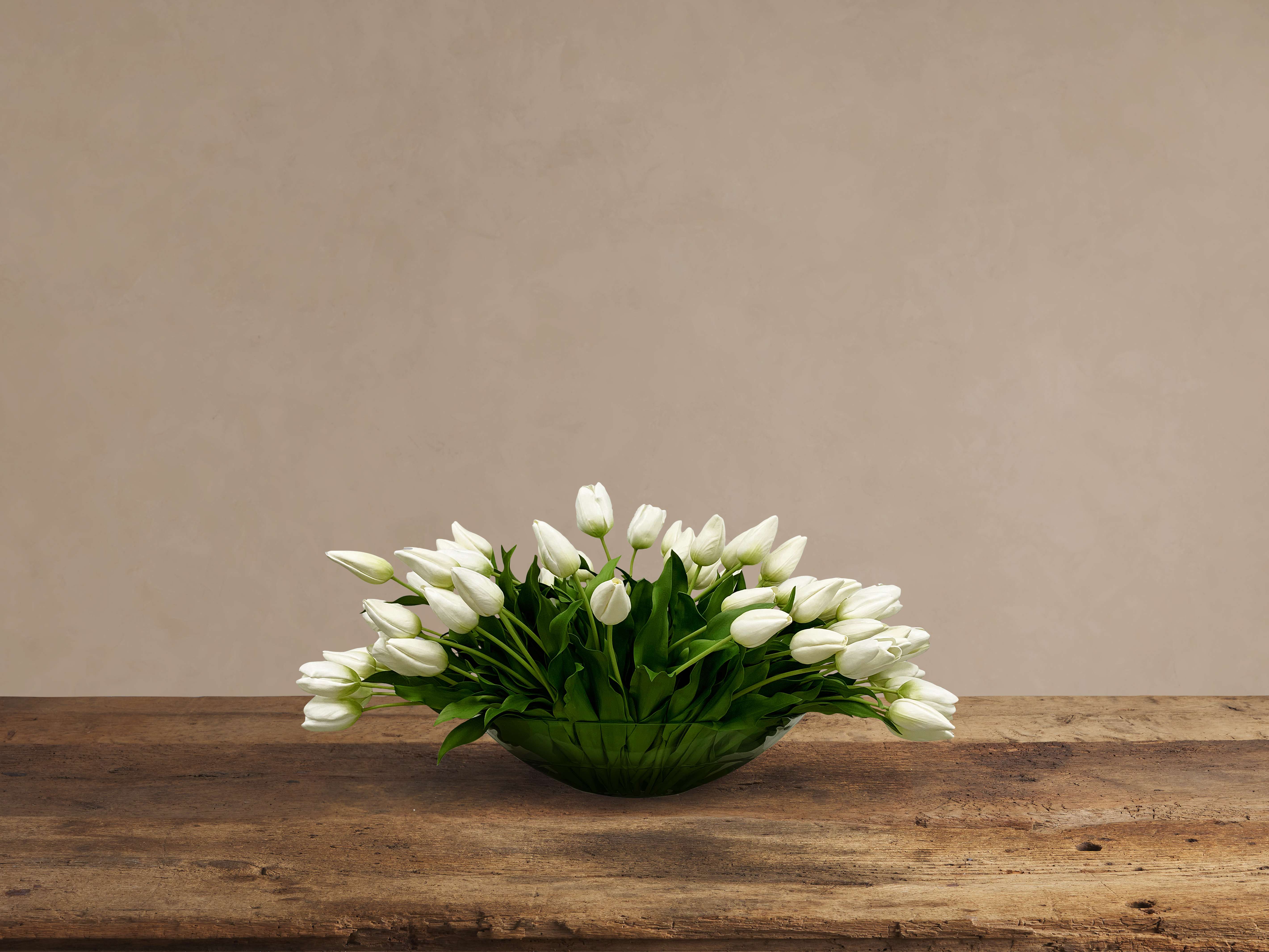 Faux Bountiful White Tulips in Vase