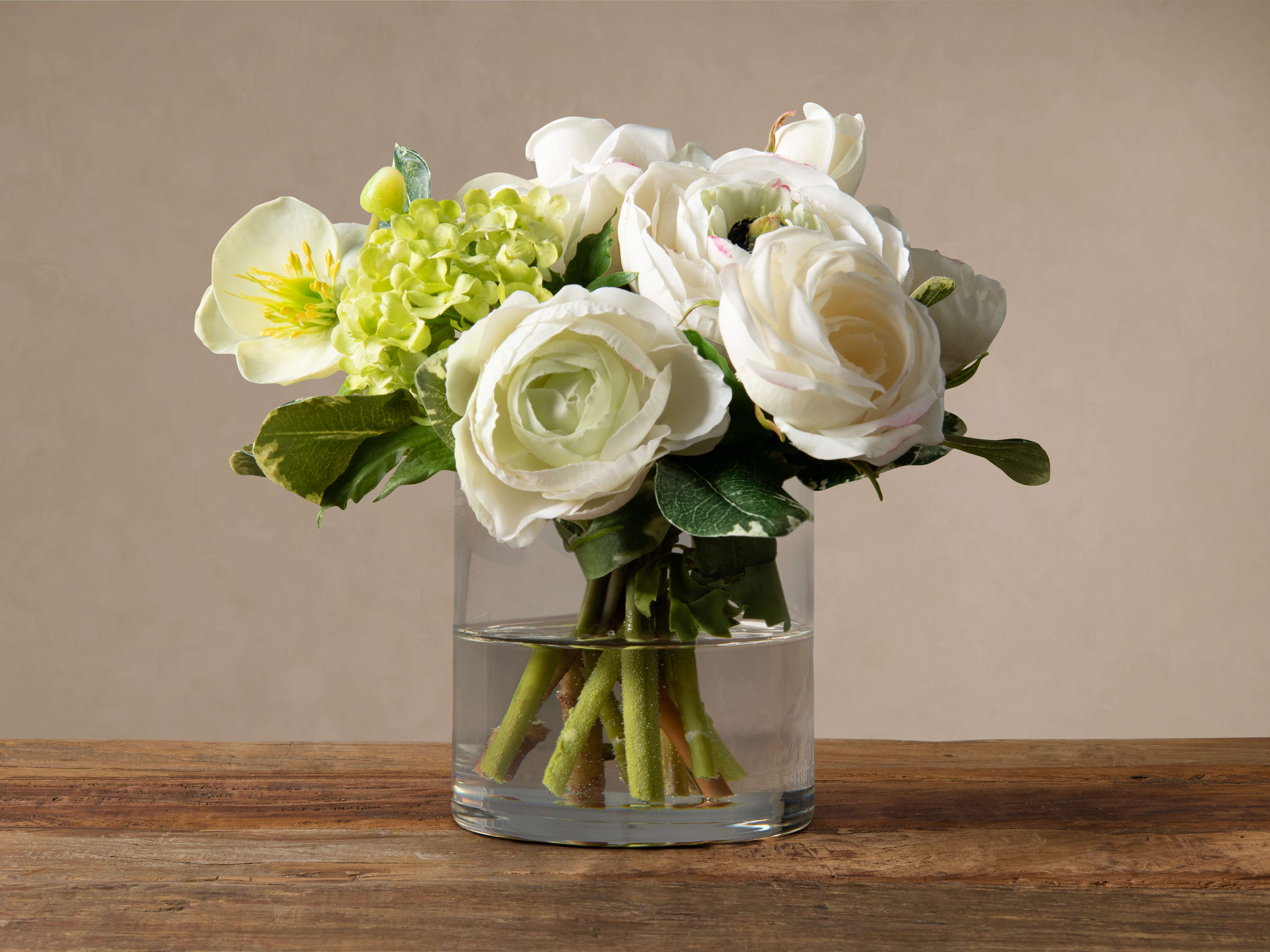 Faux Ranunculus Rose in Vase