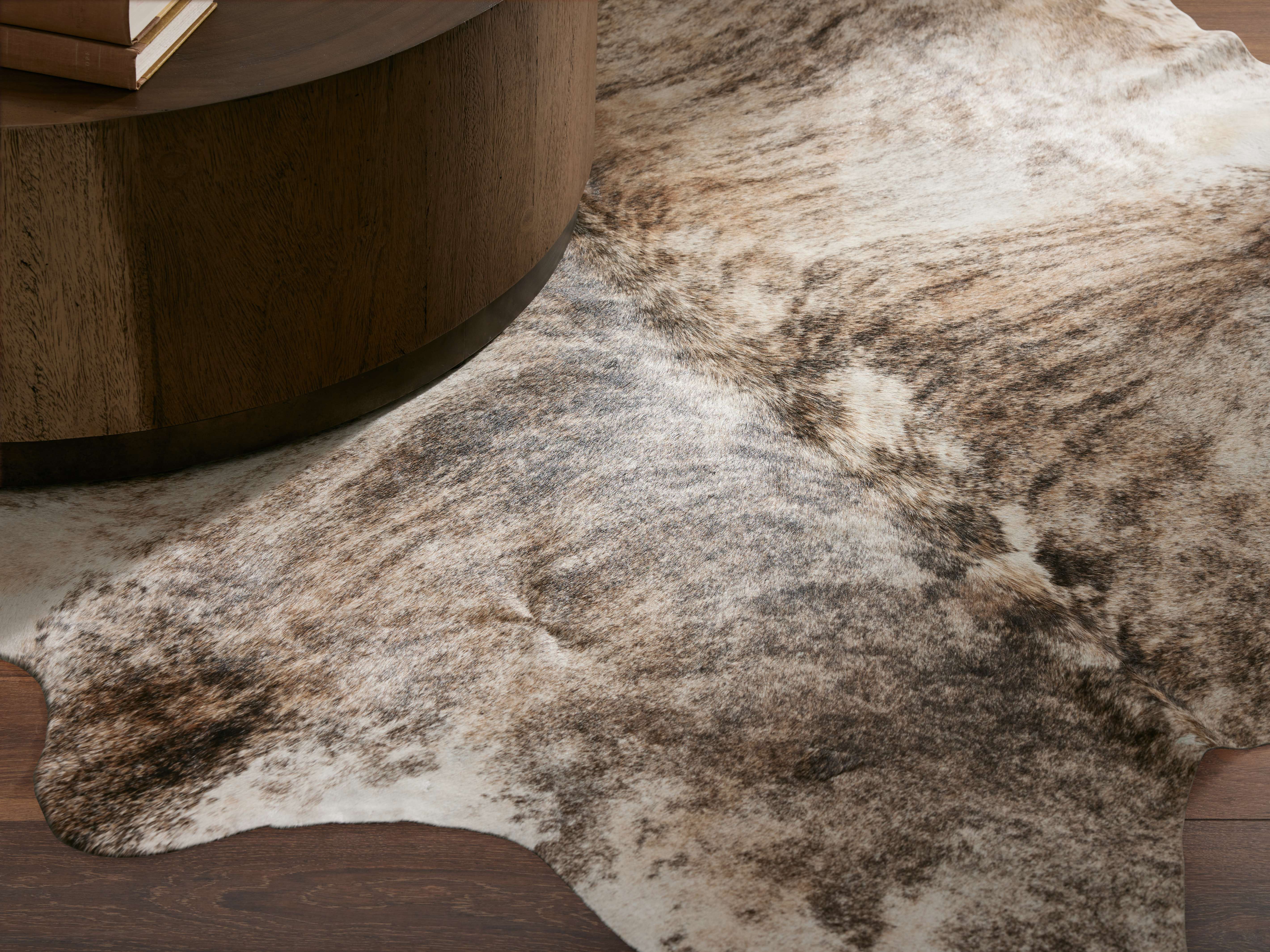 Light Brindle Hair on Hide Rug