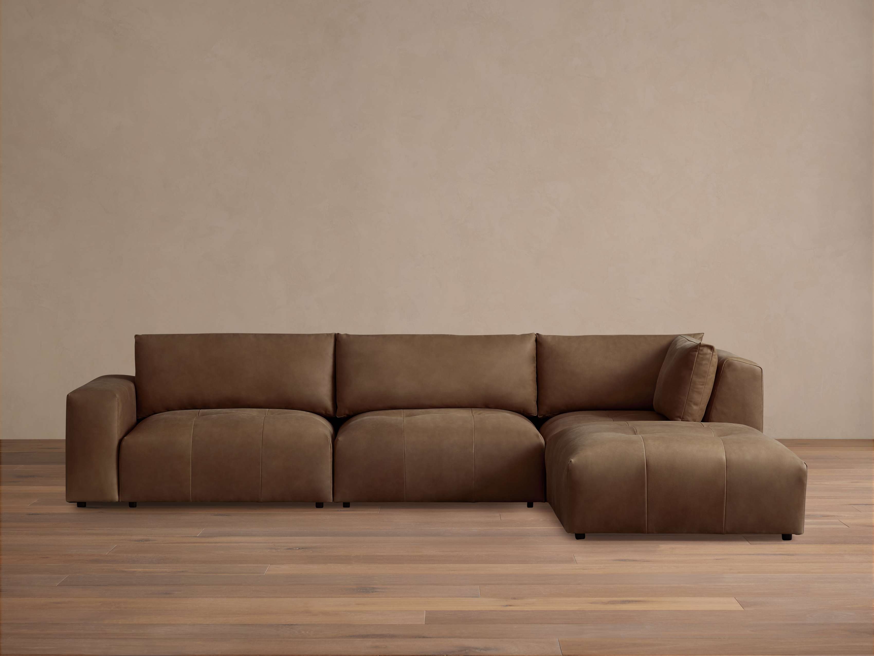 Keegan Leather Five-Piece Sectional